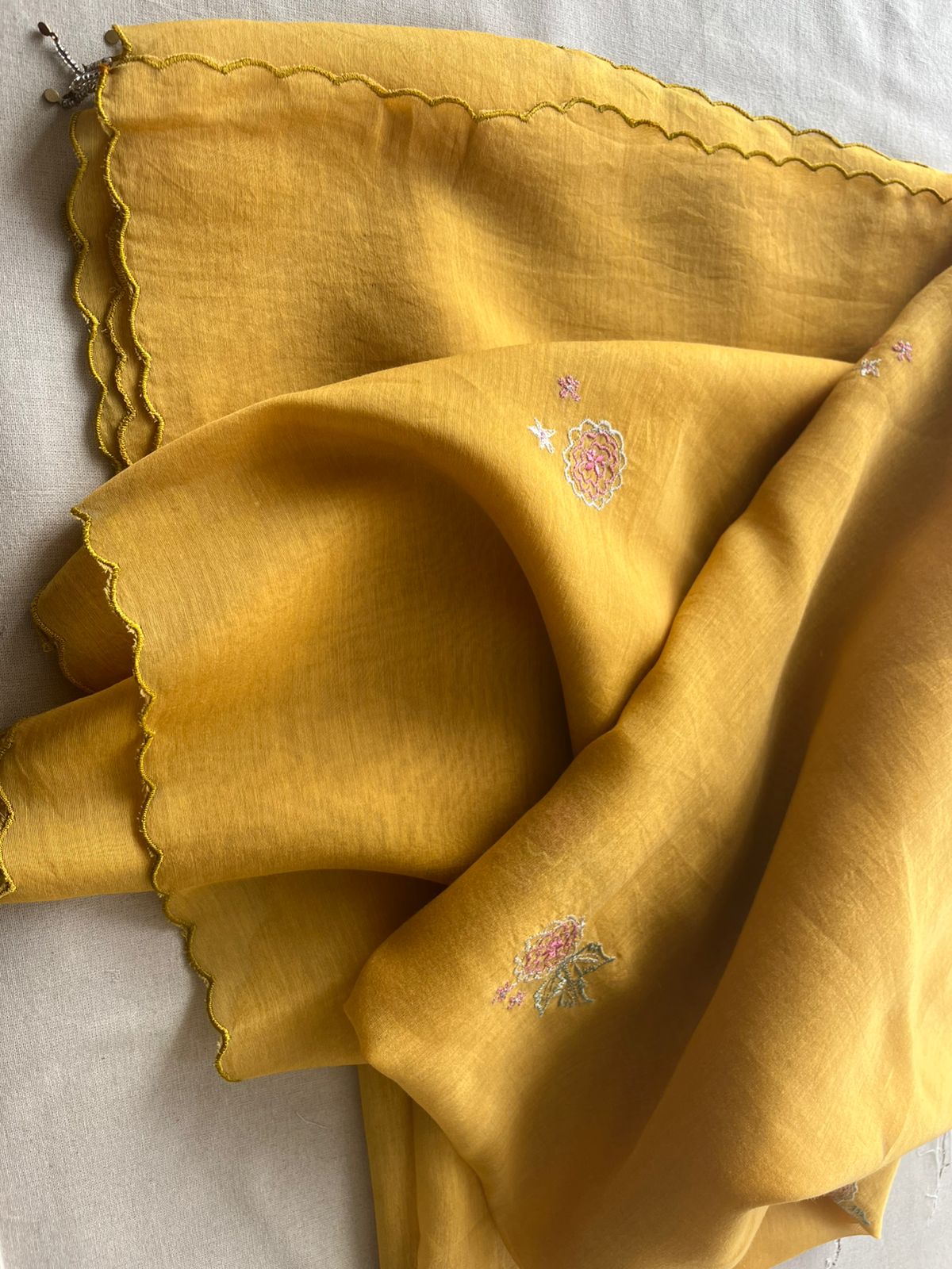 Mustard juhi yoke kurta set with dupatta