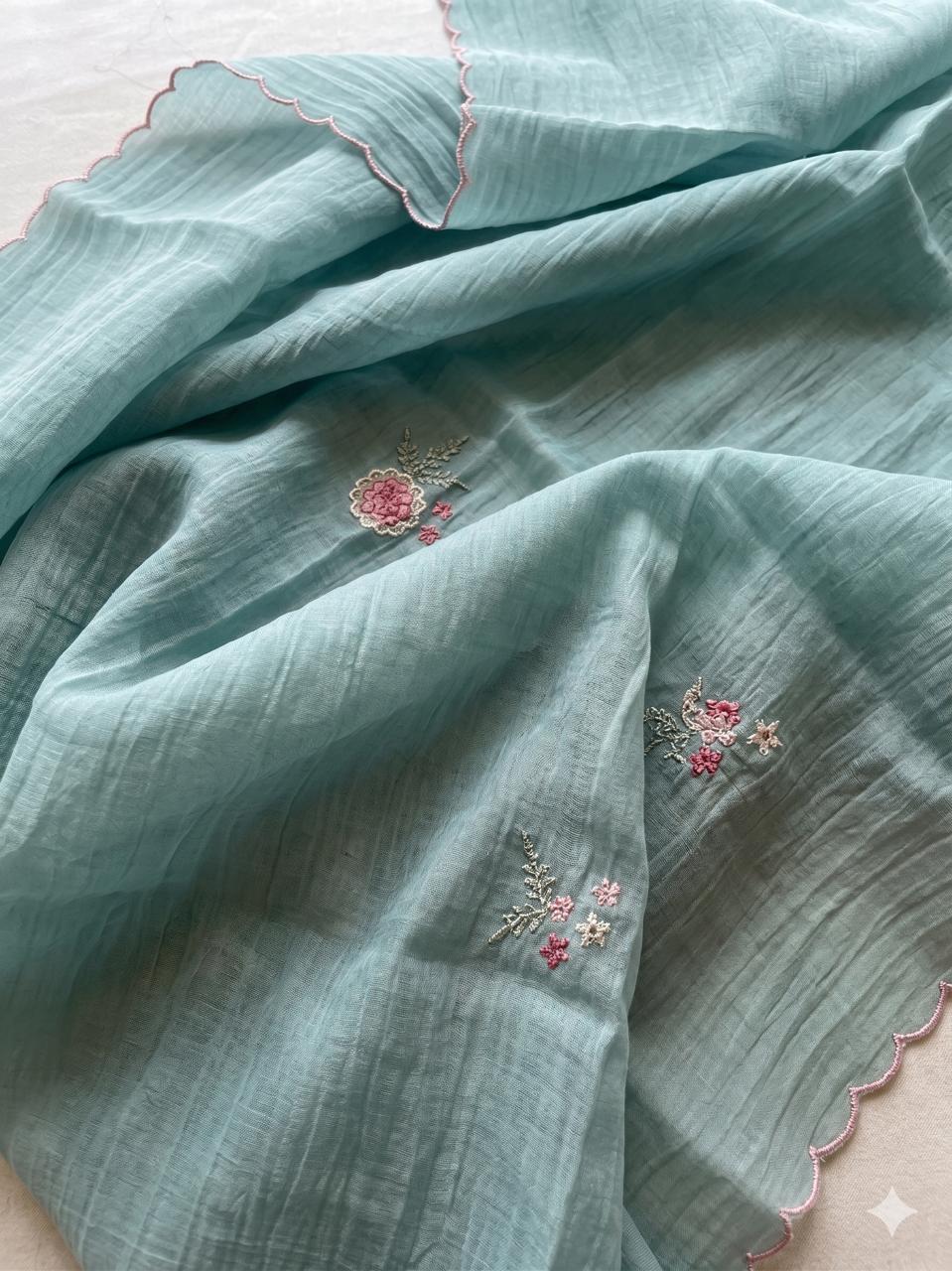 Teal Camelia kurta set with dupatta