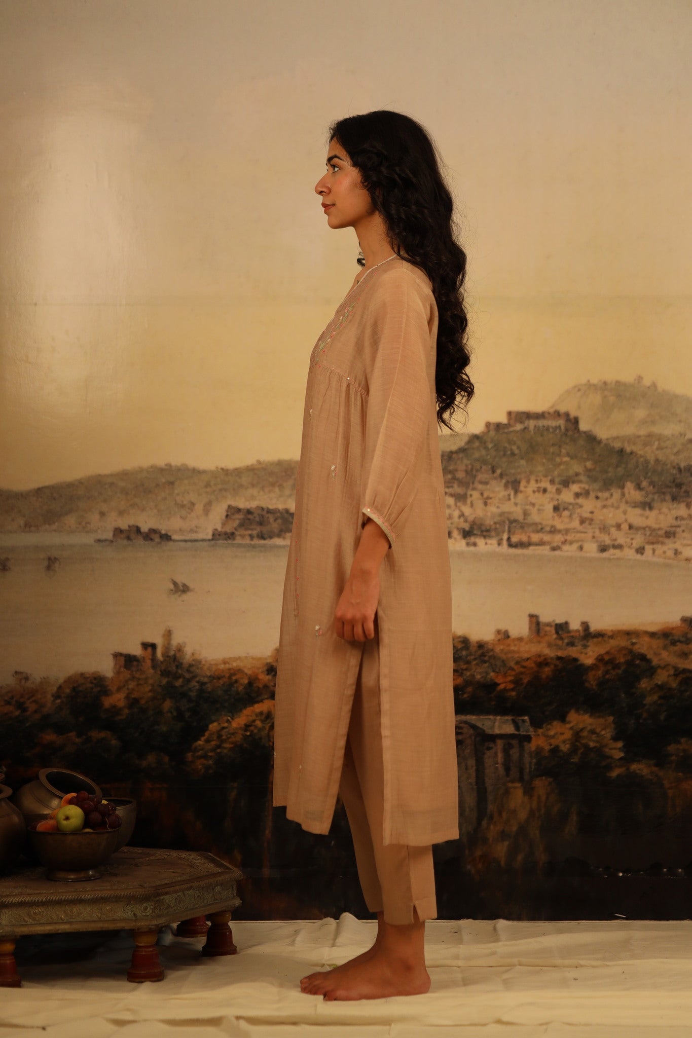 chiku juhi yoke kurta set with scarf