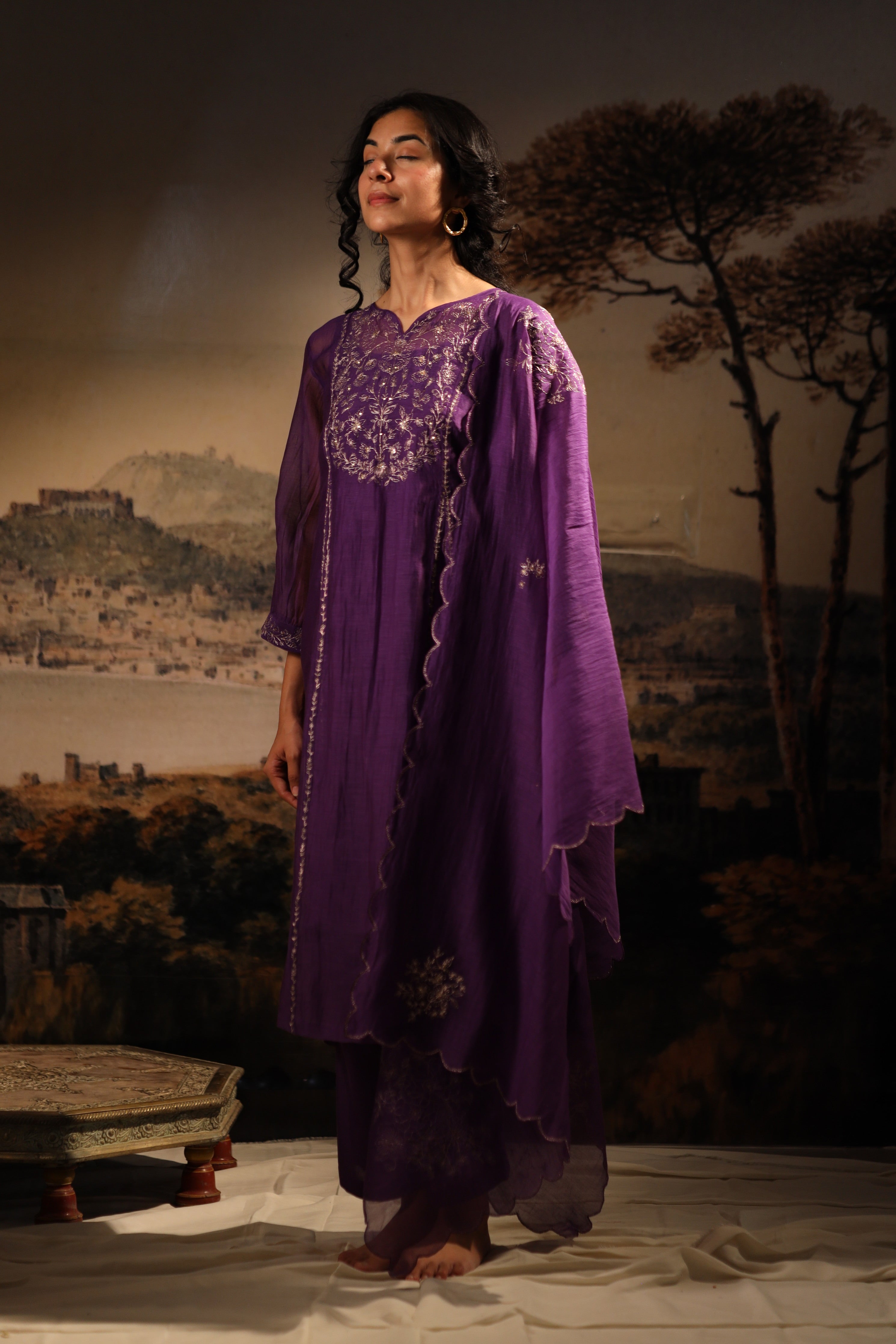 Purple Midnight Kurta set with dupatta