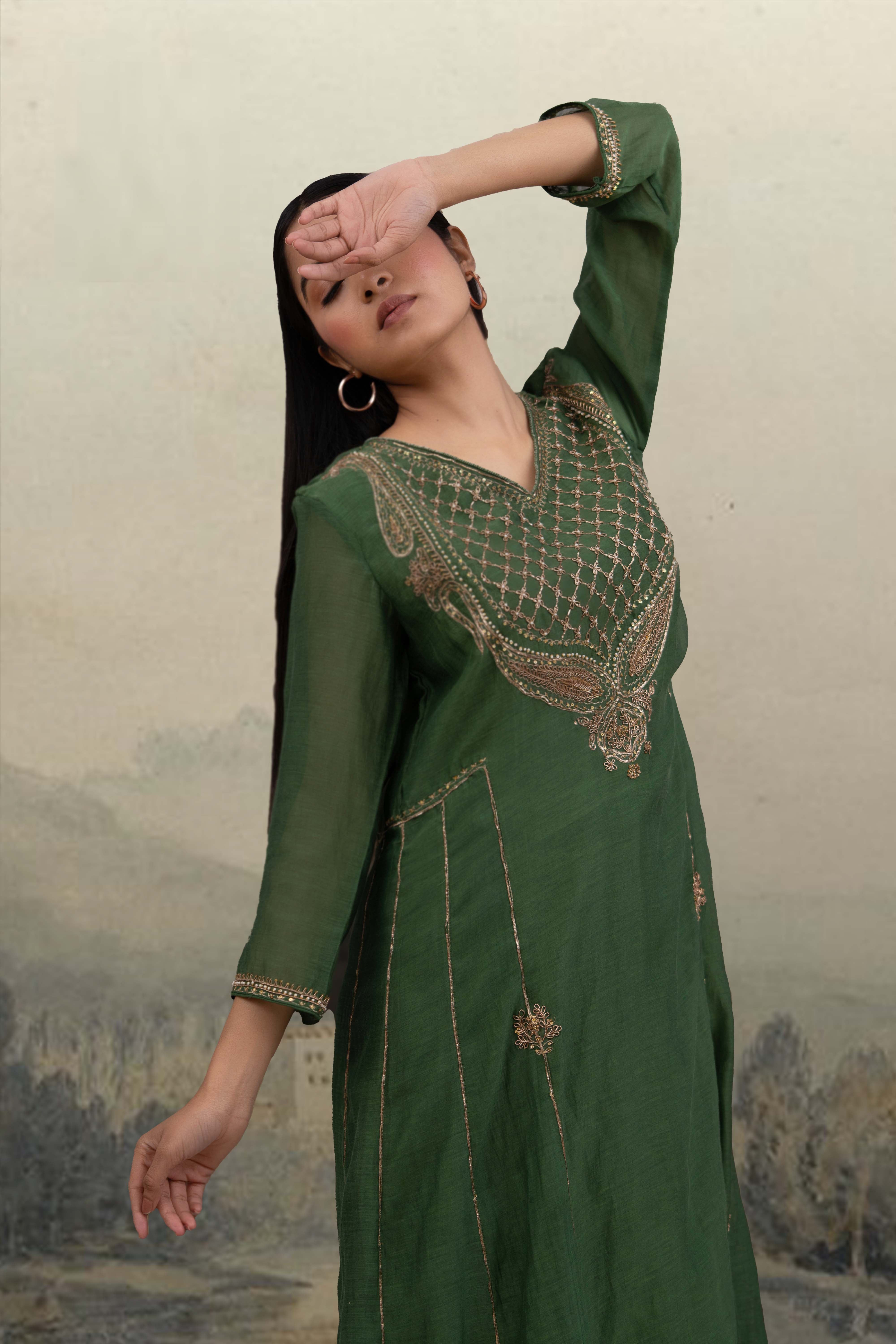 Green ambiya Dress set