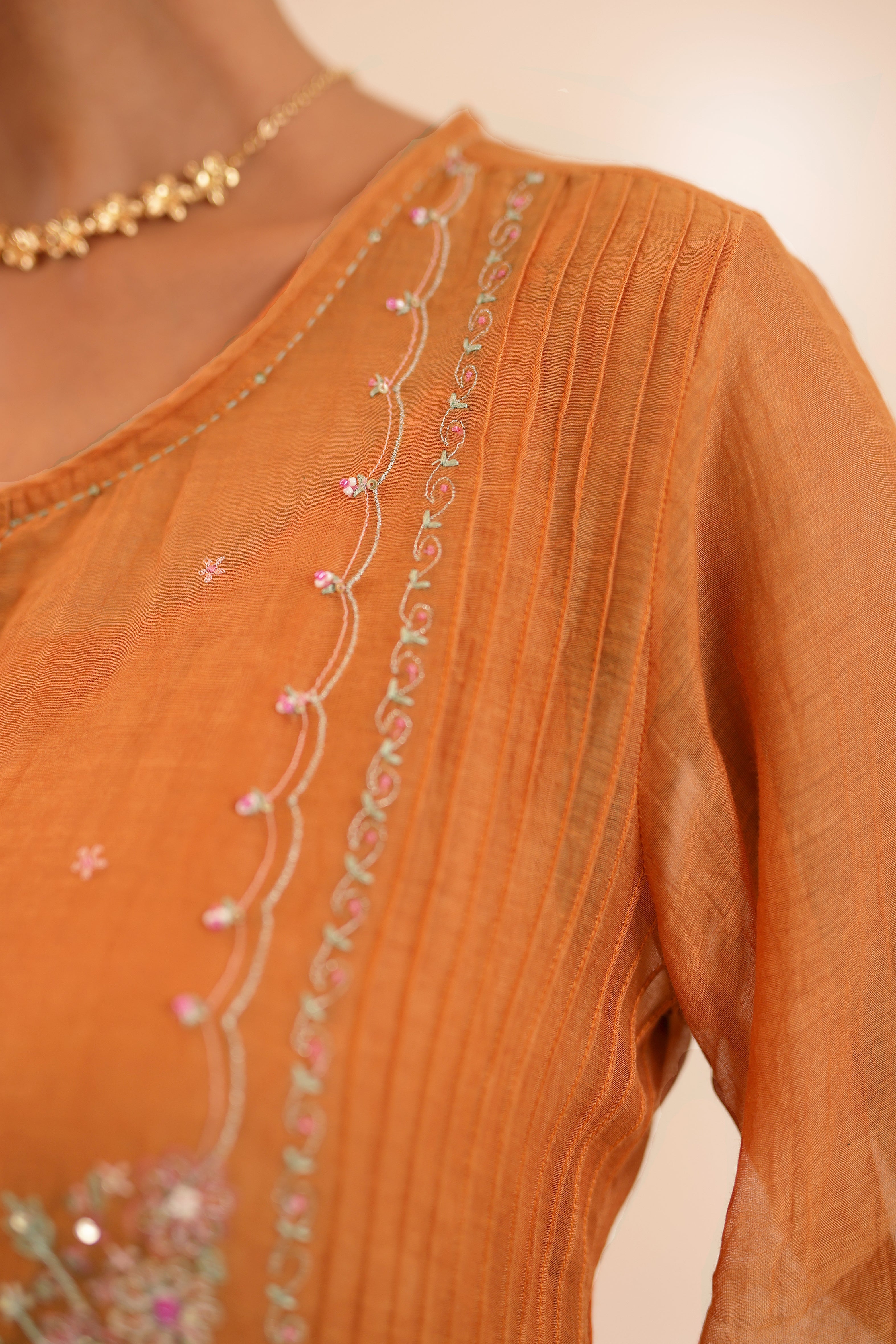 Rust Orange Beaded Bageecha suit set