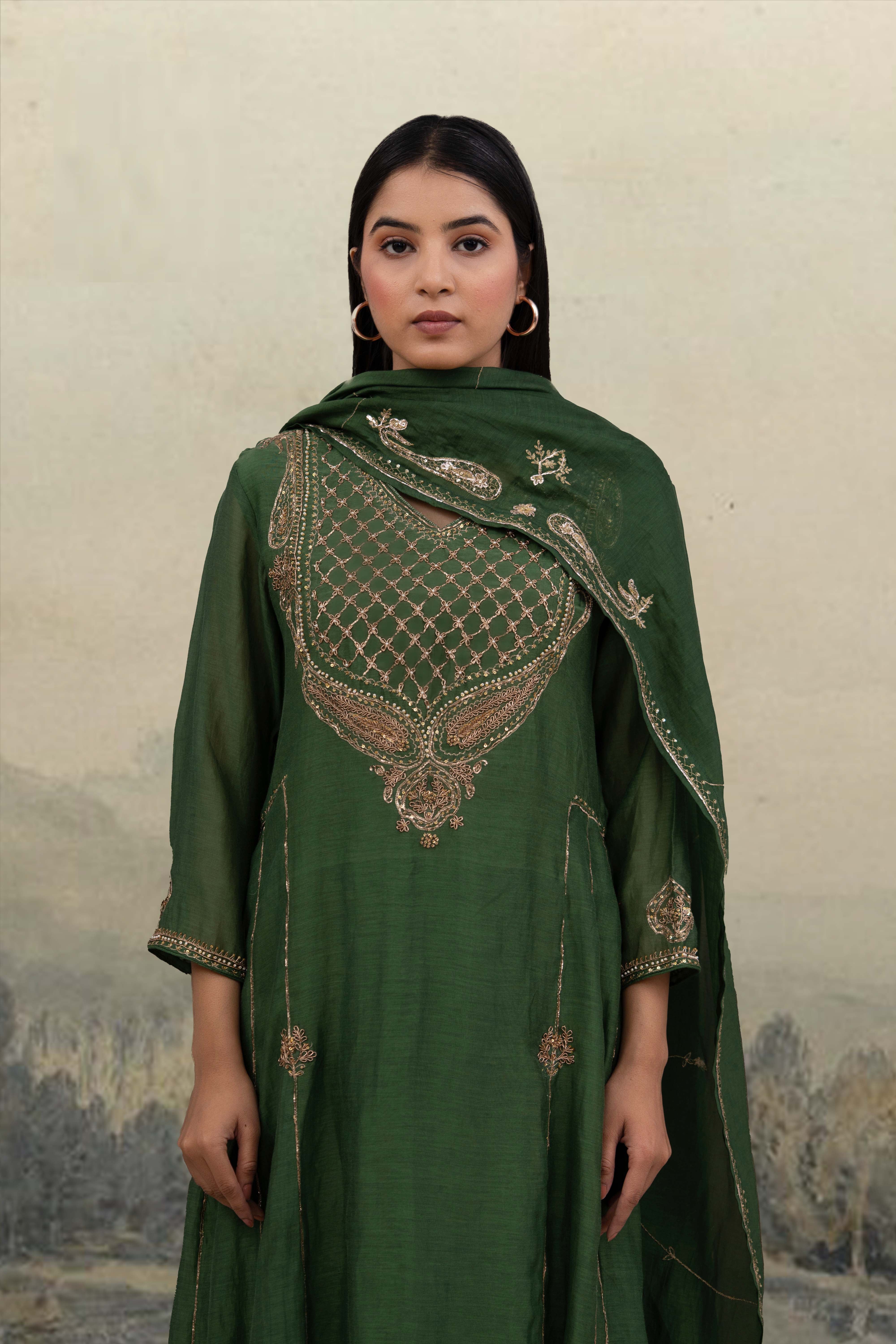 Green ambiya Dress set