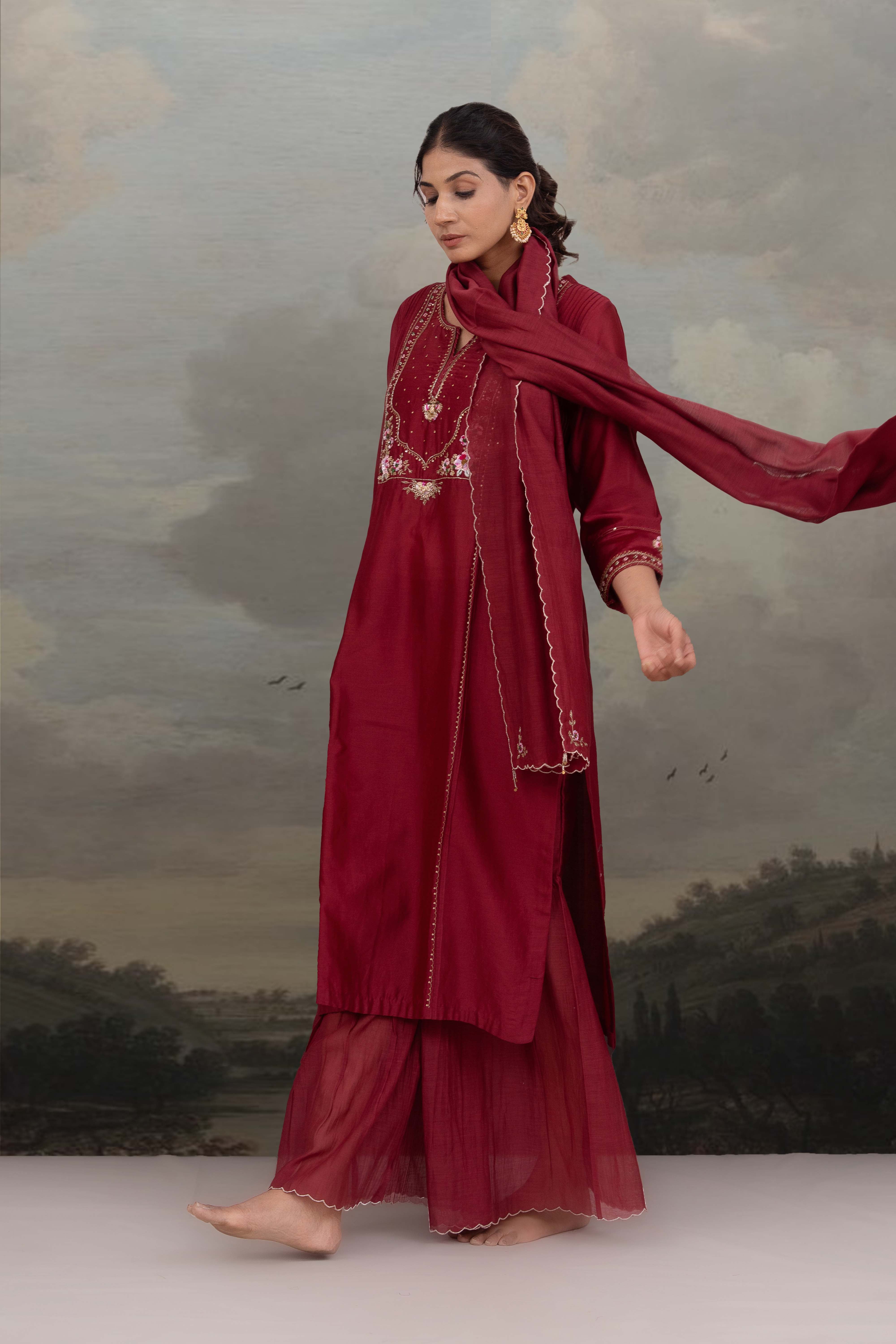 MAGENTA PINK MEHRAB SUIT SET