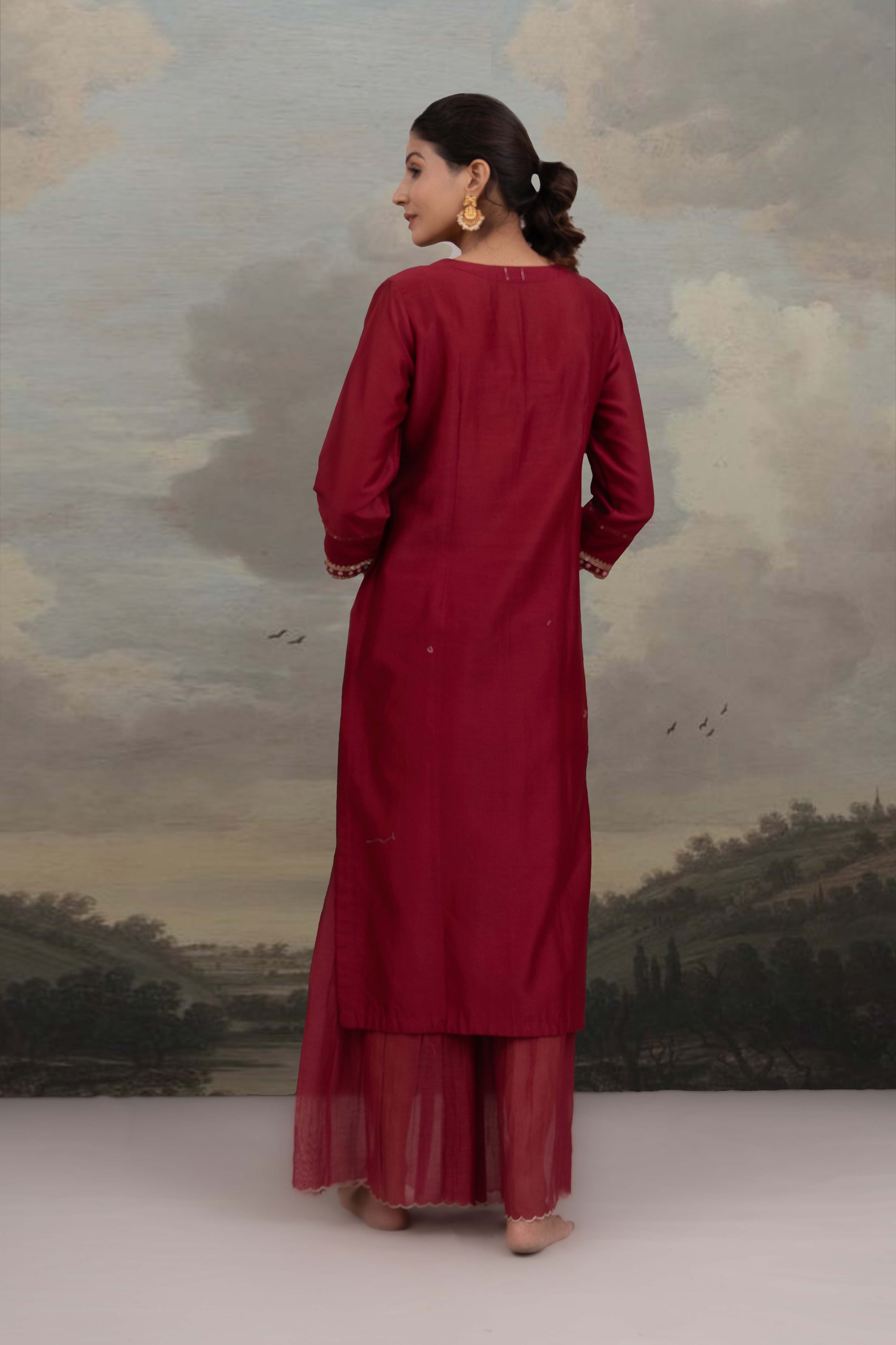 MAGENTA PINK MEHRAB SUIT SET