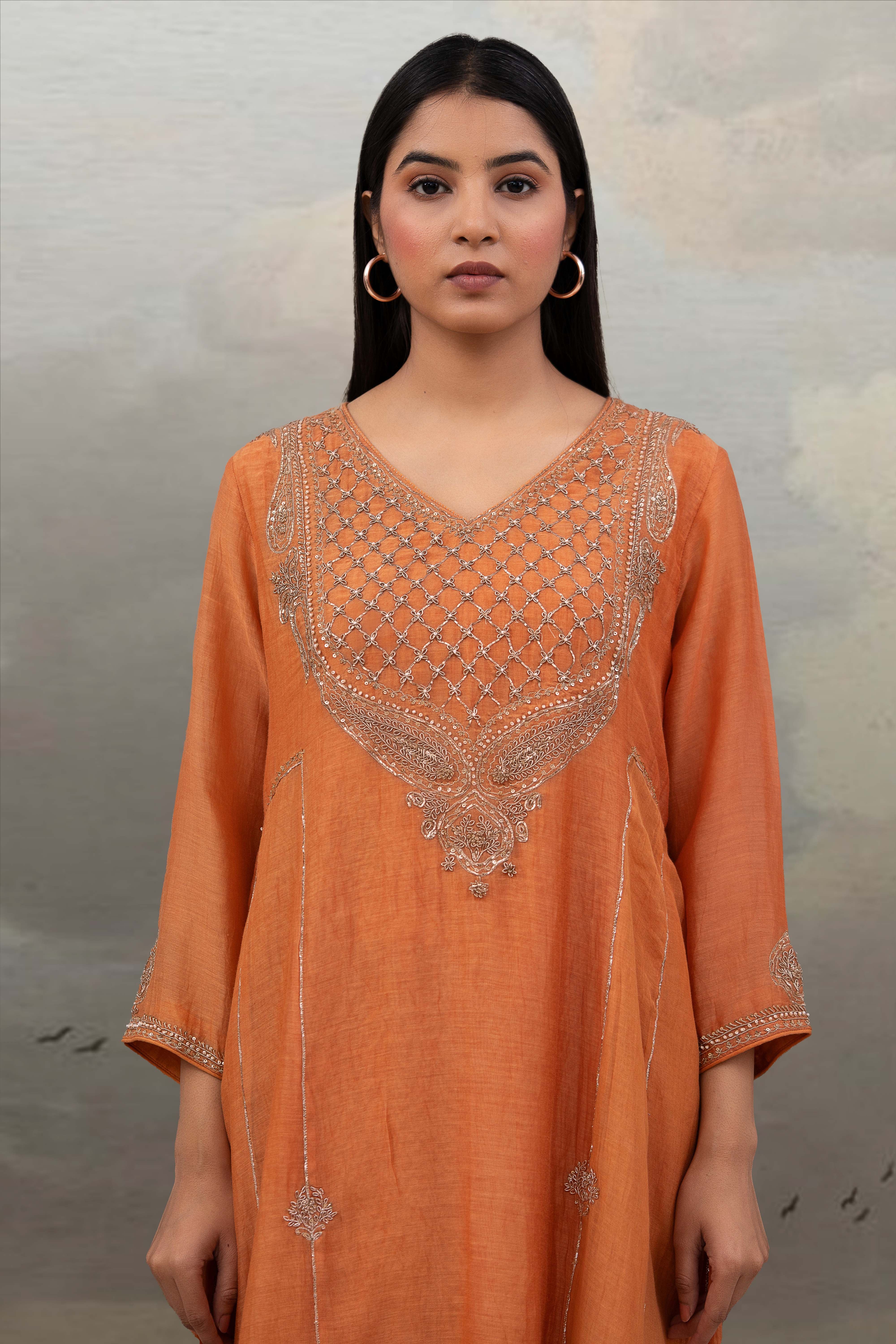 Rust Orange Ambiya Dress set