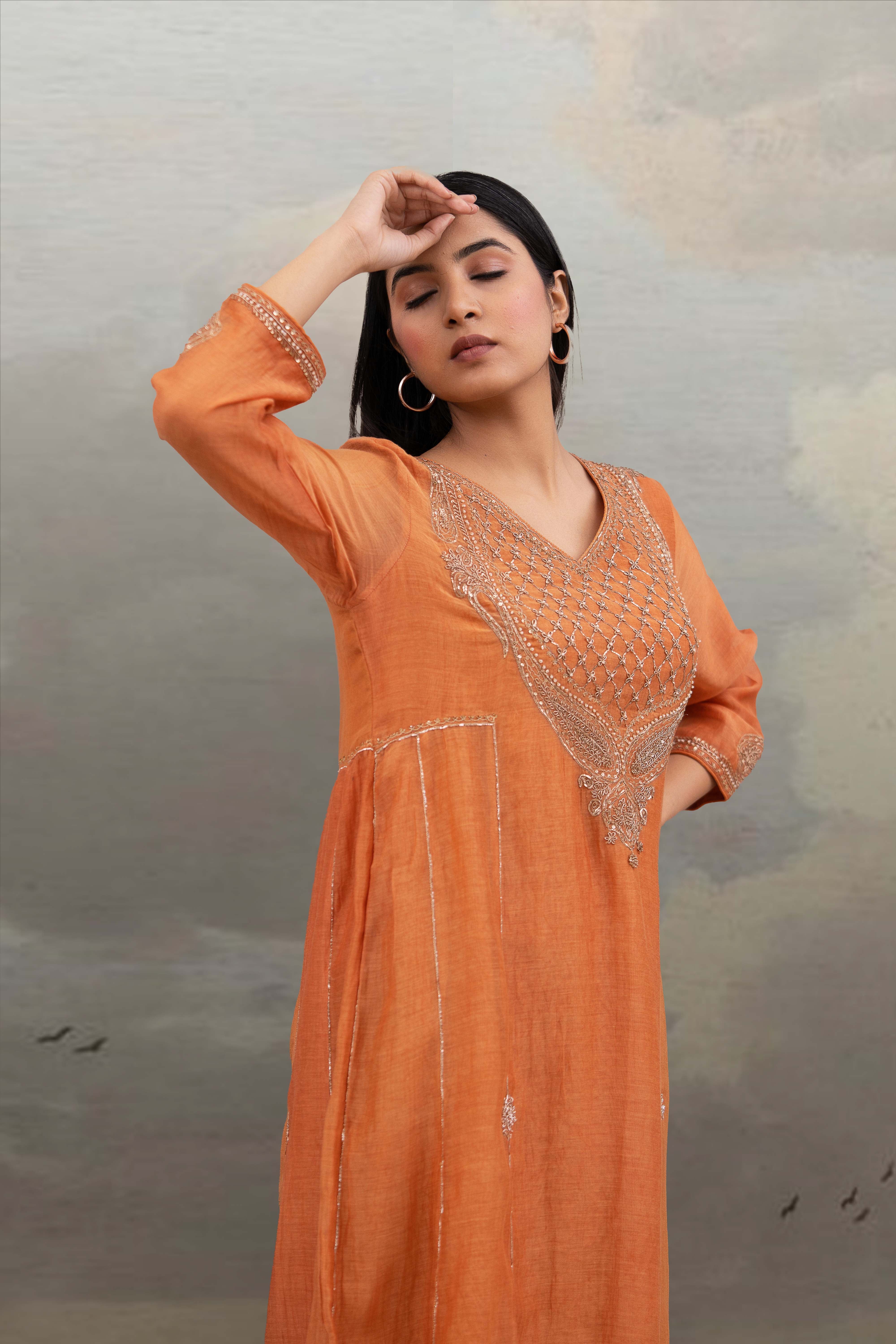 Rust Orange Ambiya Dress set