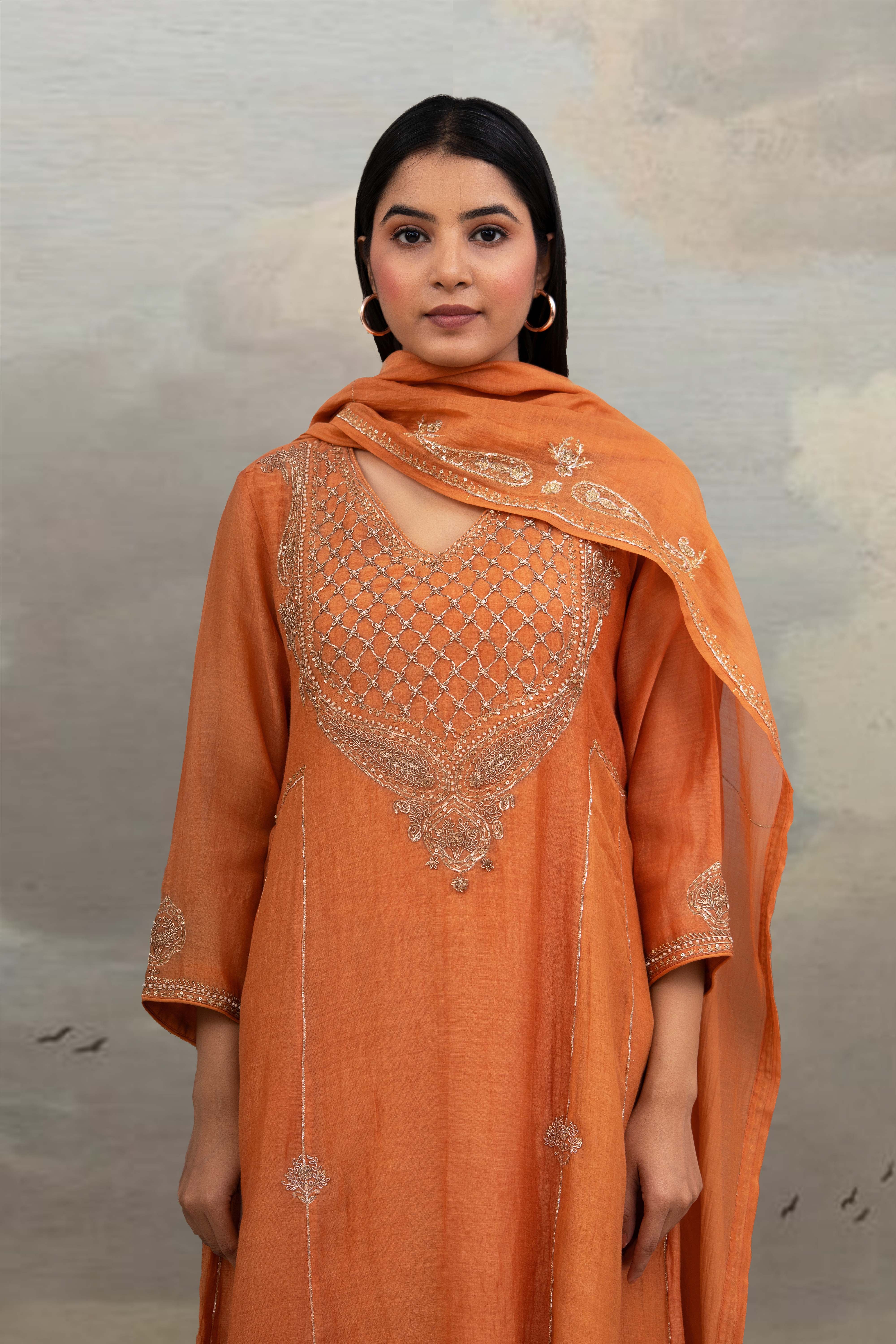 Rust Orange Ambiya Dress set