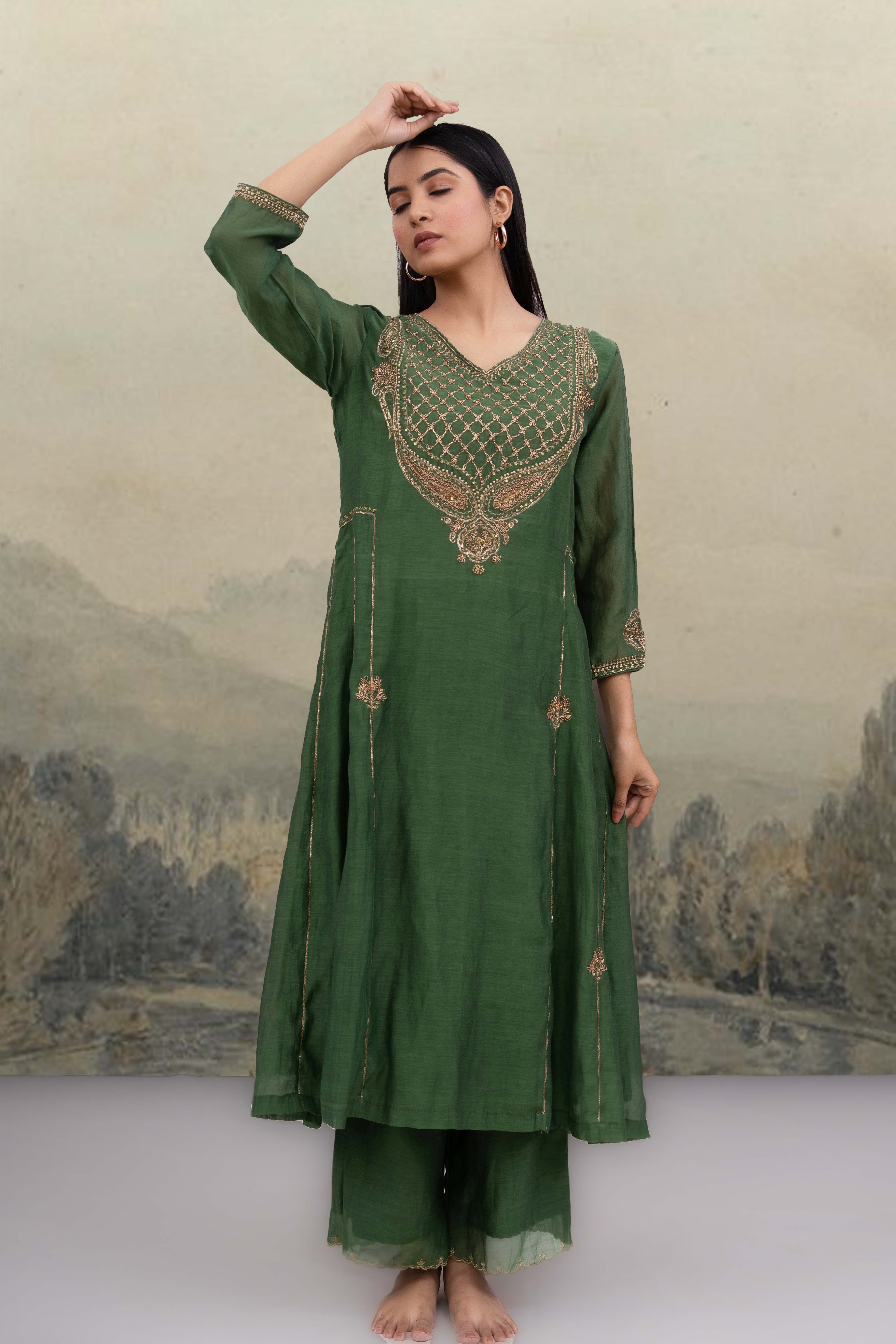 Green ambiya Dress set