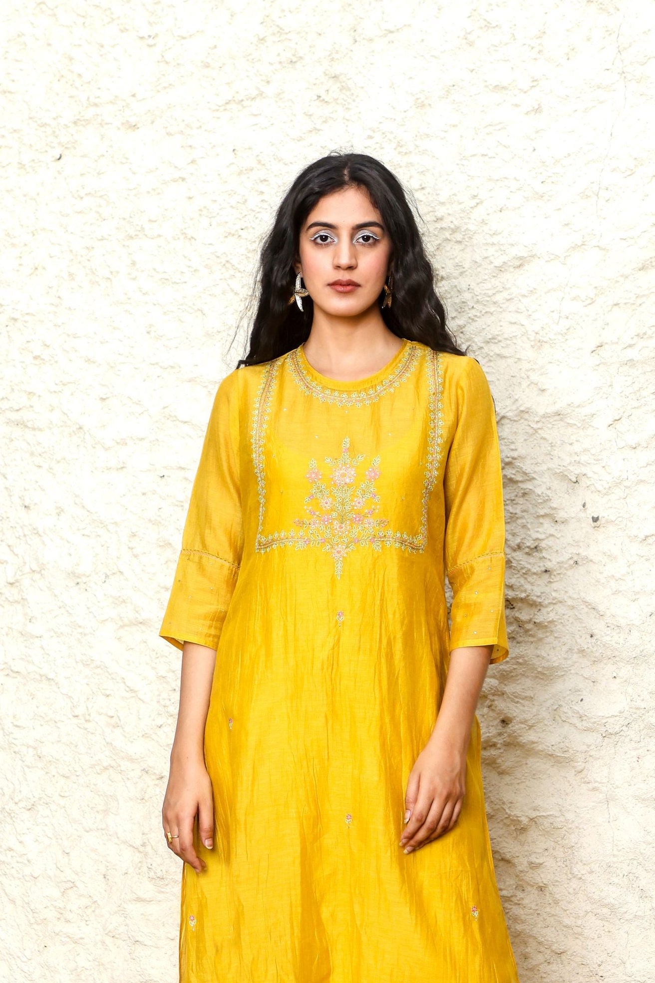 Mustard yoke bouquet kurta set