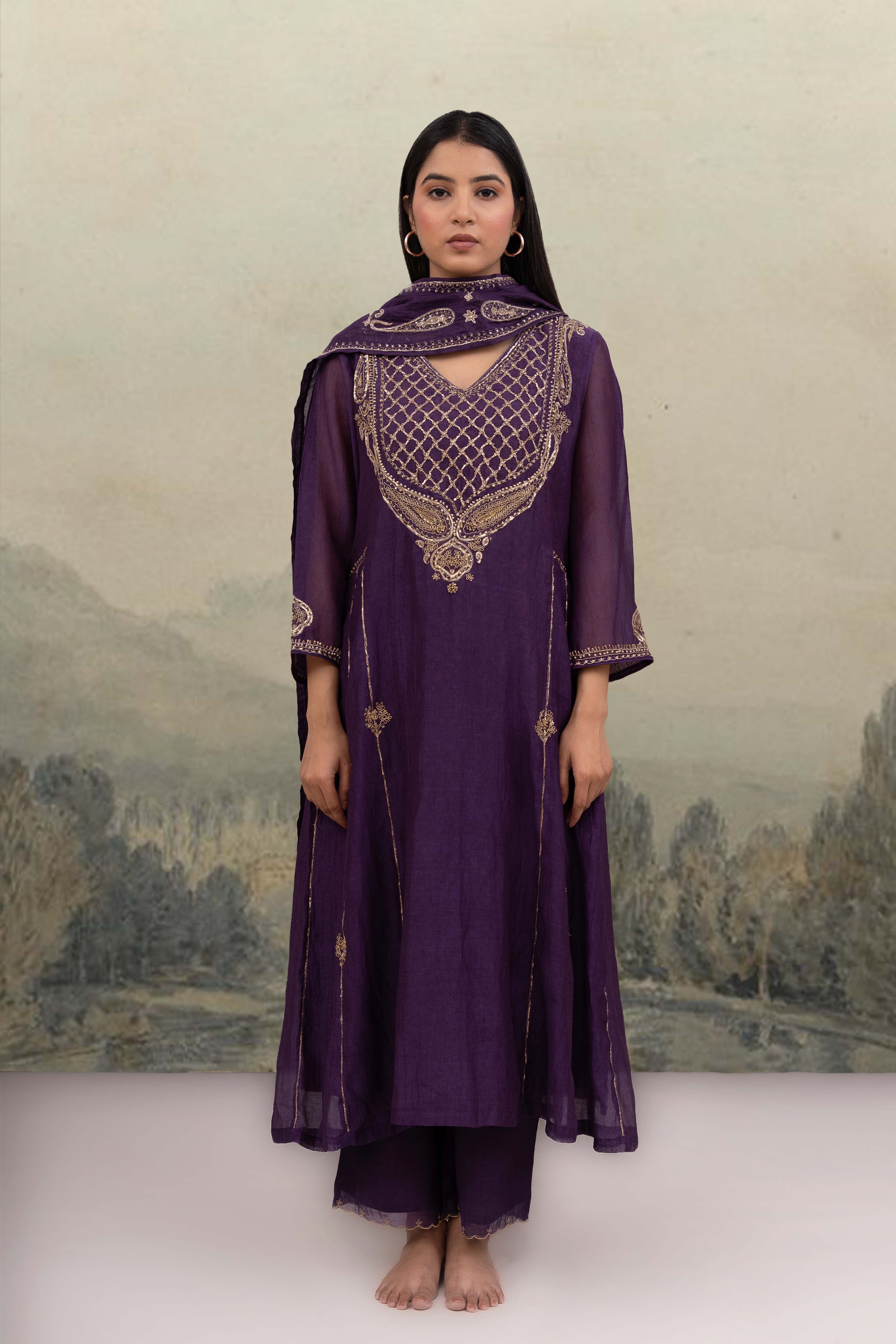 Purple ambiya suit set