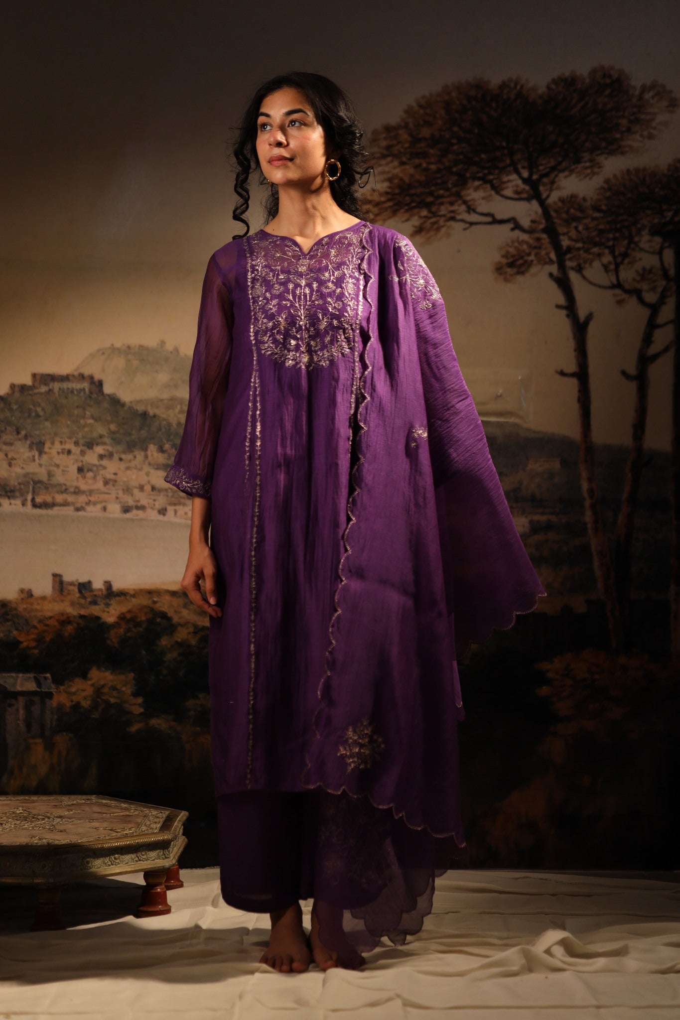 Purple Midnight Kurta set with dupatta