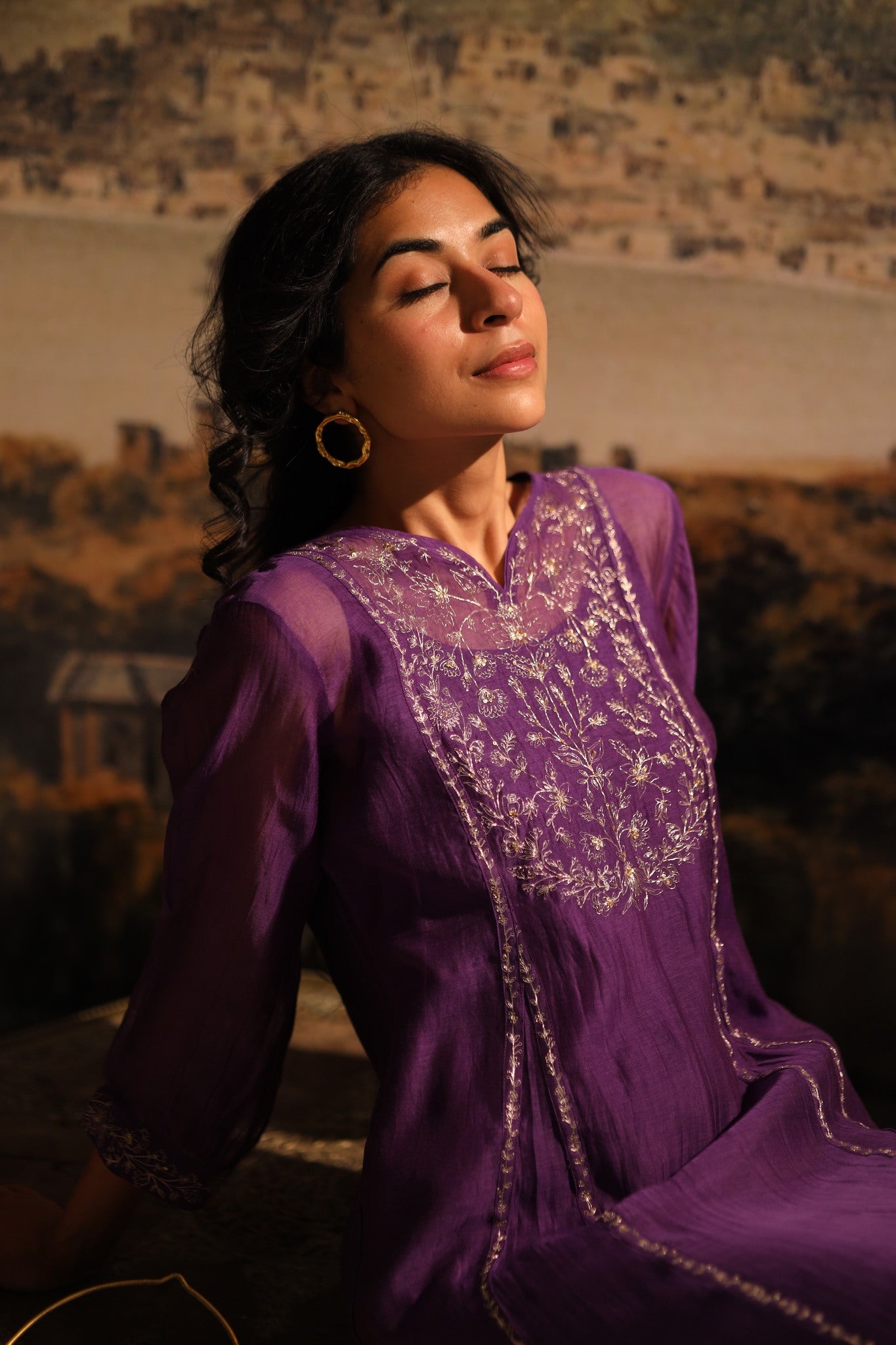 Purple Midnight Kurta set with dupatta