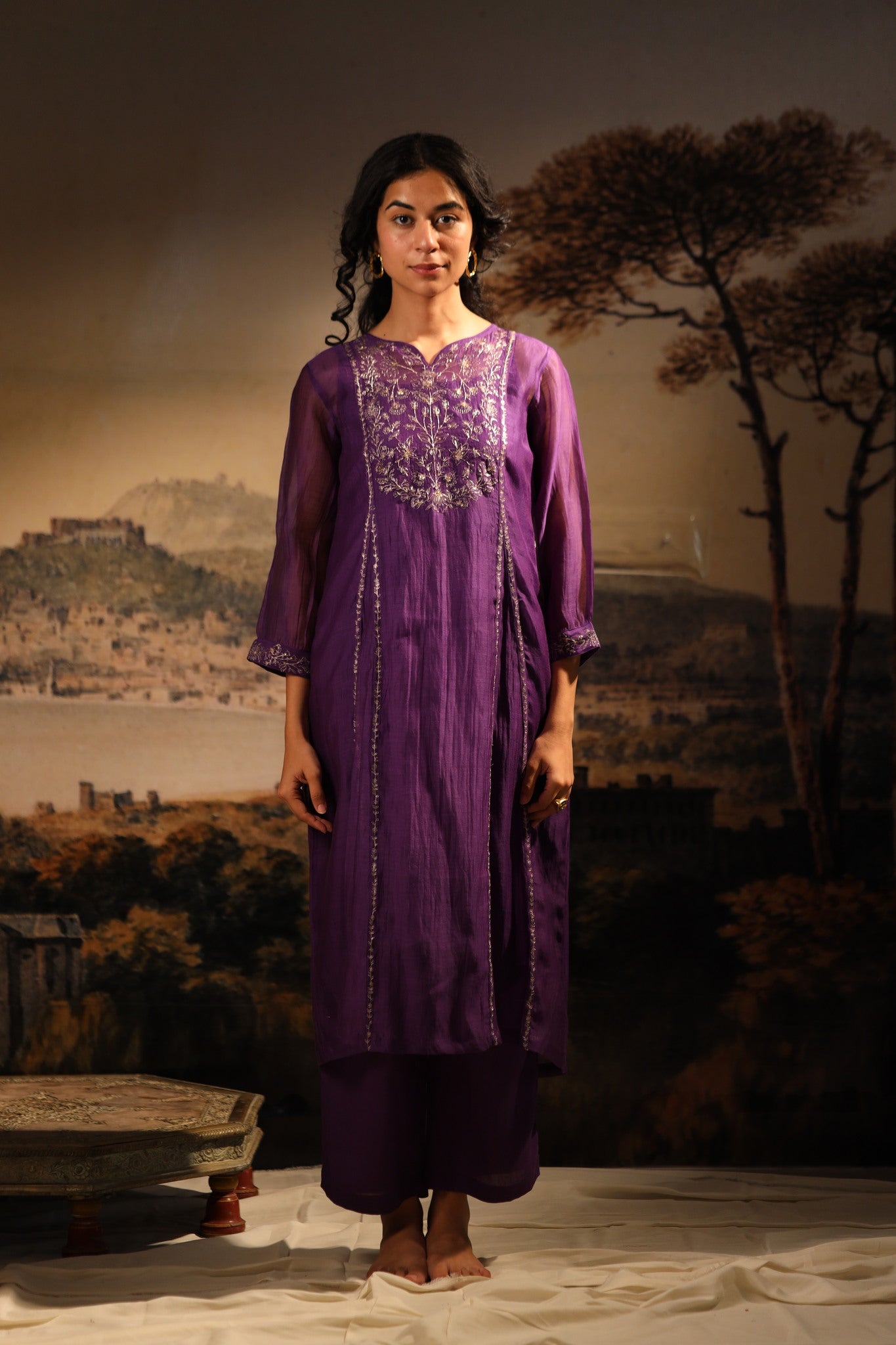 Purple Midnight Kurta set with dupatta
