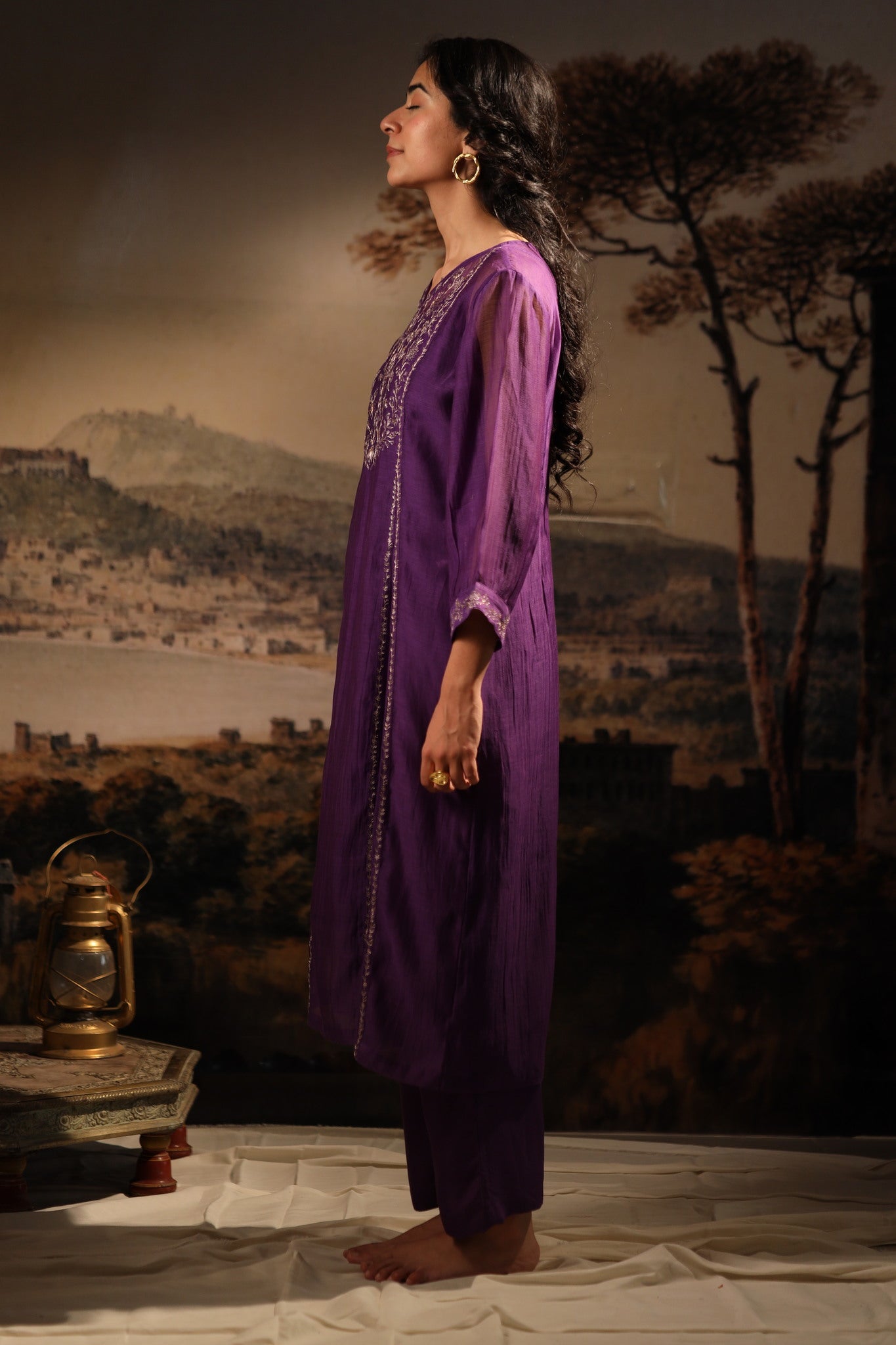 Purple Midnight Kurta set with dupatta