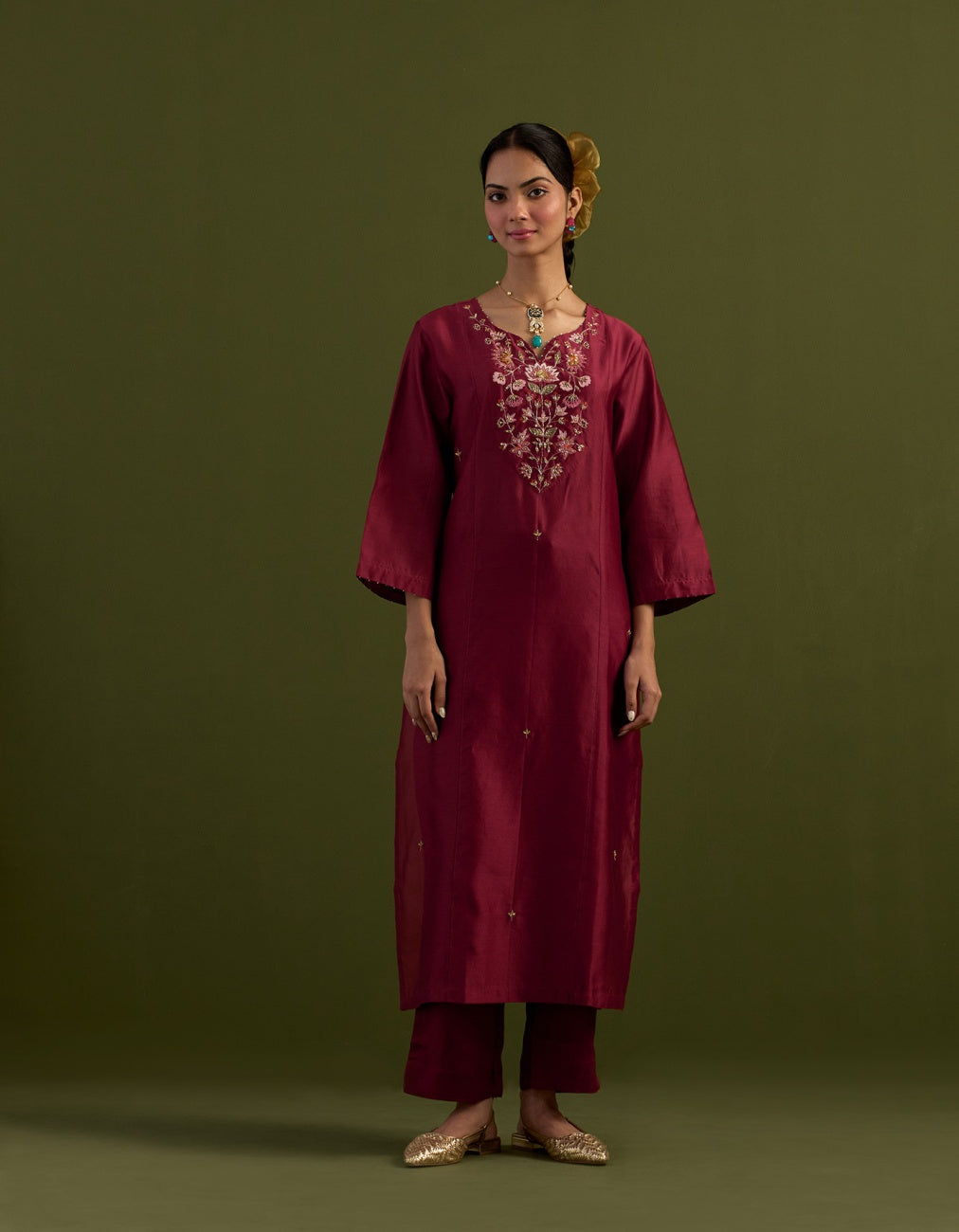 Magenta pink floral bouquet Suit set
