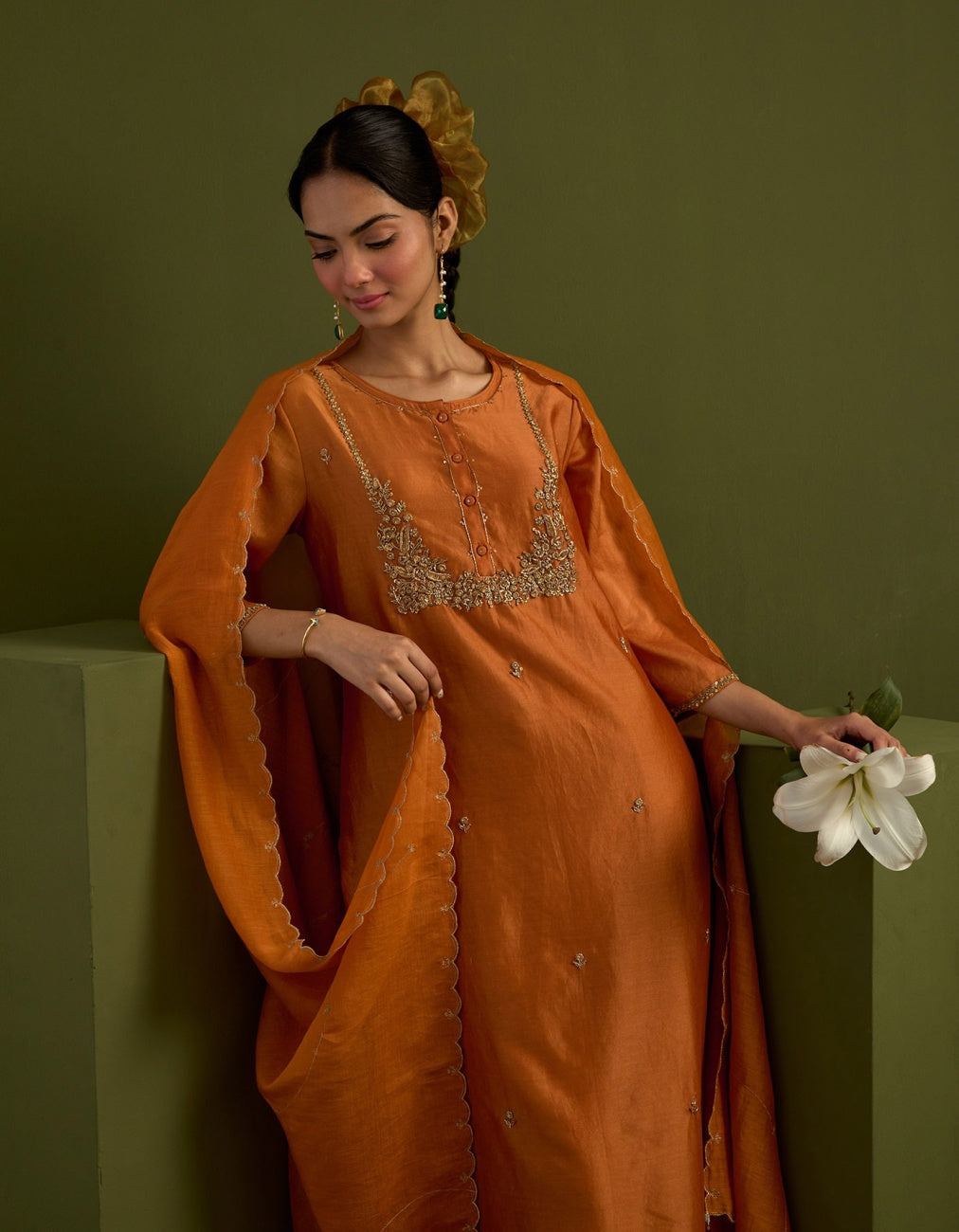 Rust orange moss basket Suit set