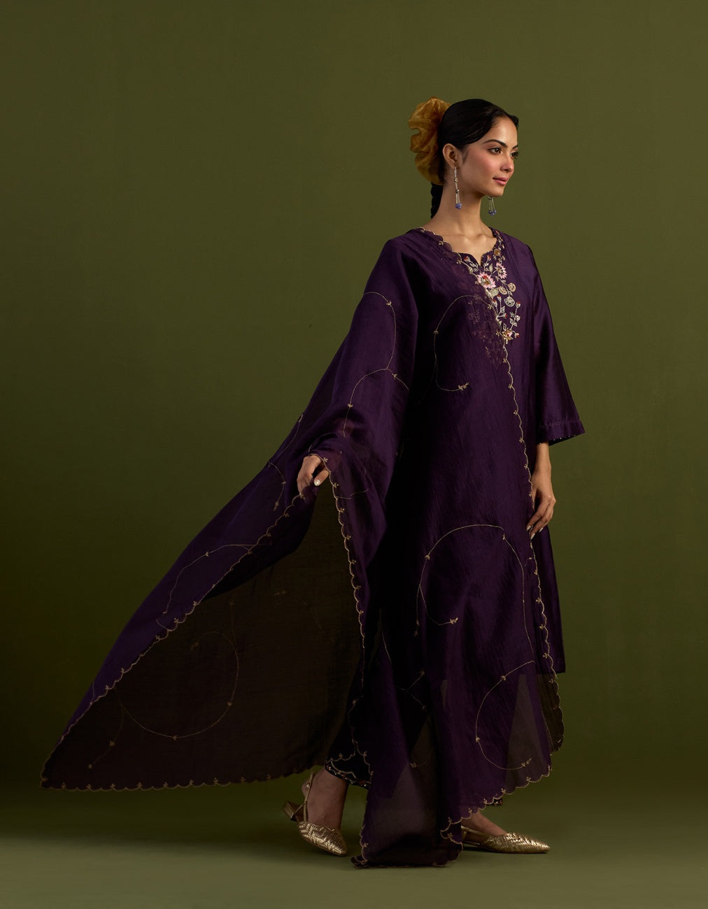 Purple Floral bouquet Suit set