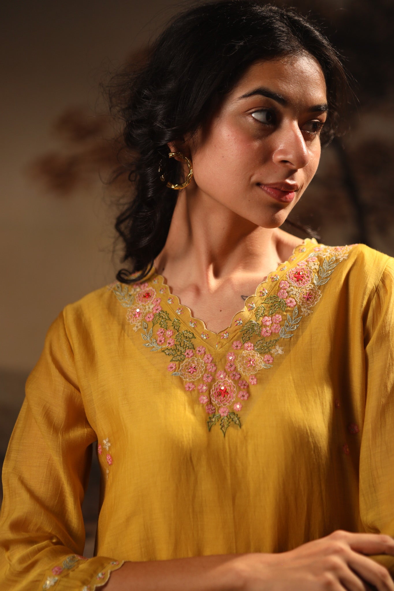 Mustard rangoon kurta set with dupatta
