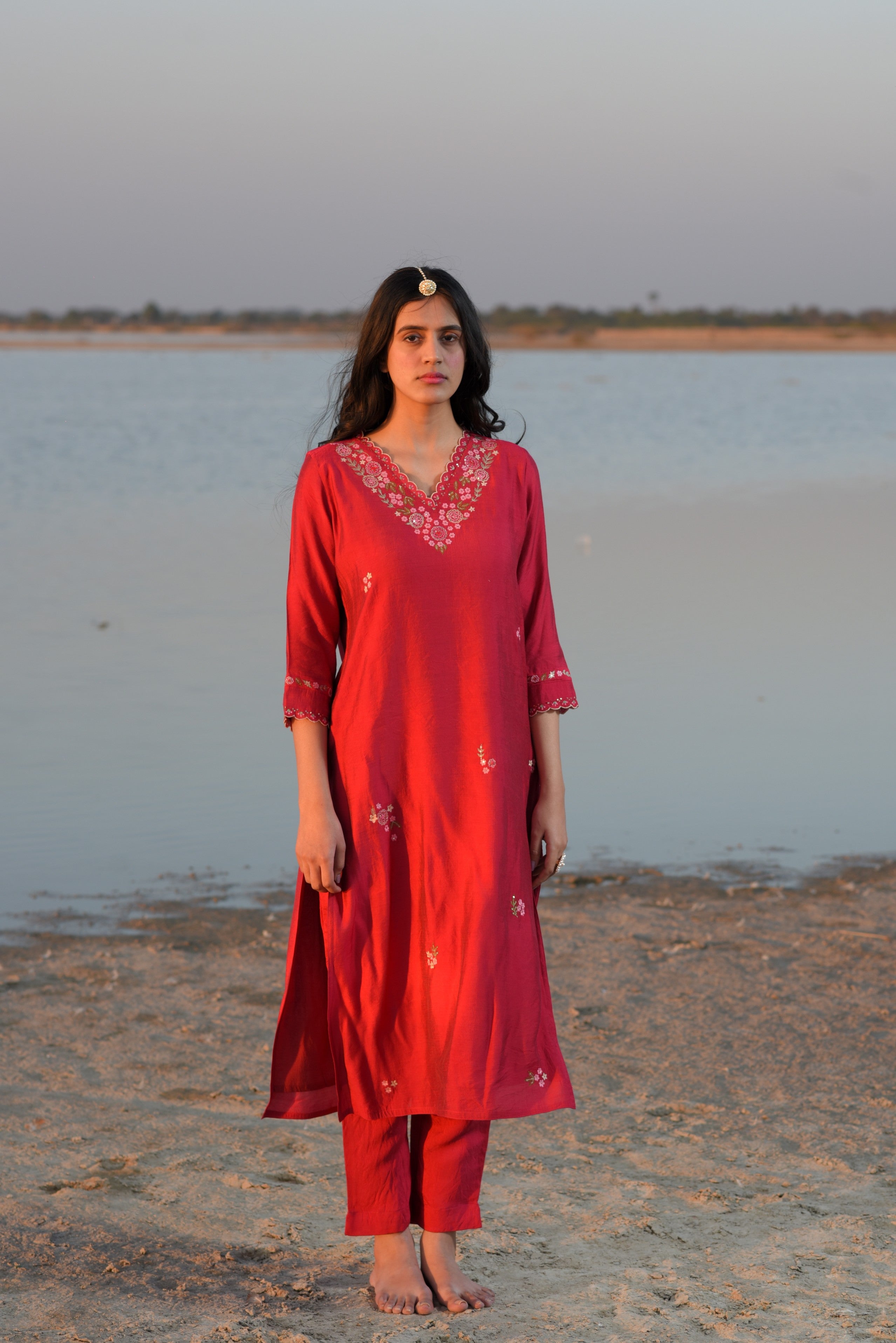 Magenta Pink Rangoon Bail kurta set