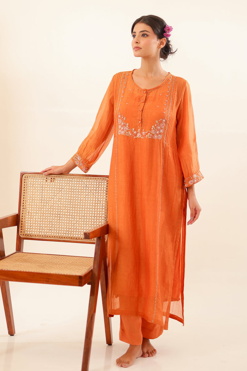 Rust Orange Beaded Bageecha suit set