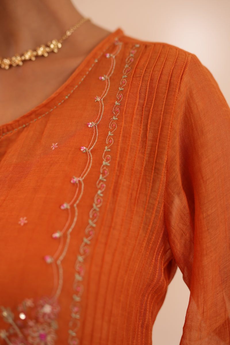 Rust Orange Beaded Bageecha suit set