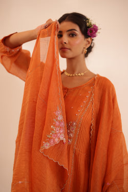 Rust Orange Beaded Bageecha suit set