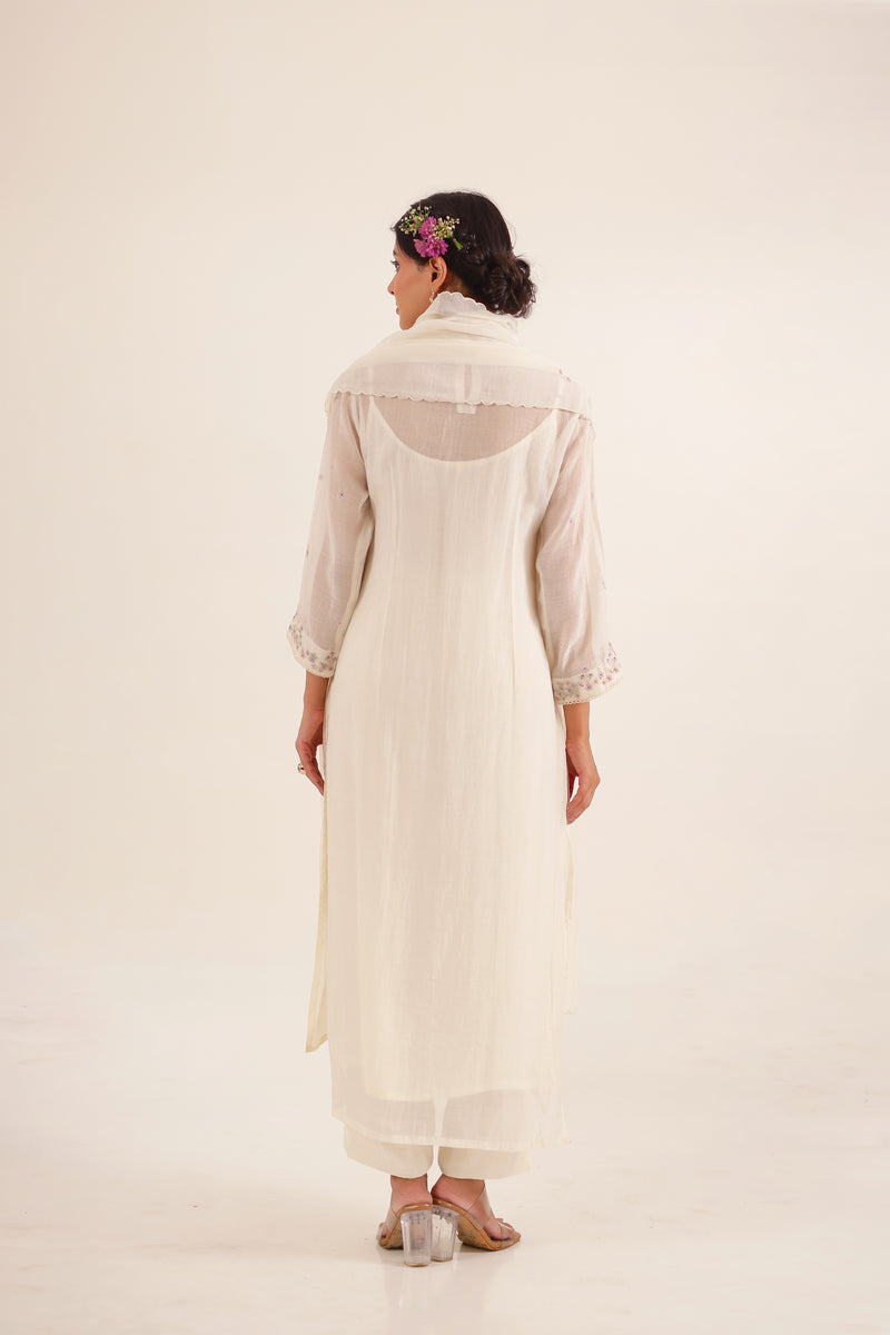 IVORY WHITE FLAMINGO KURTA SET