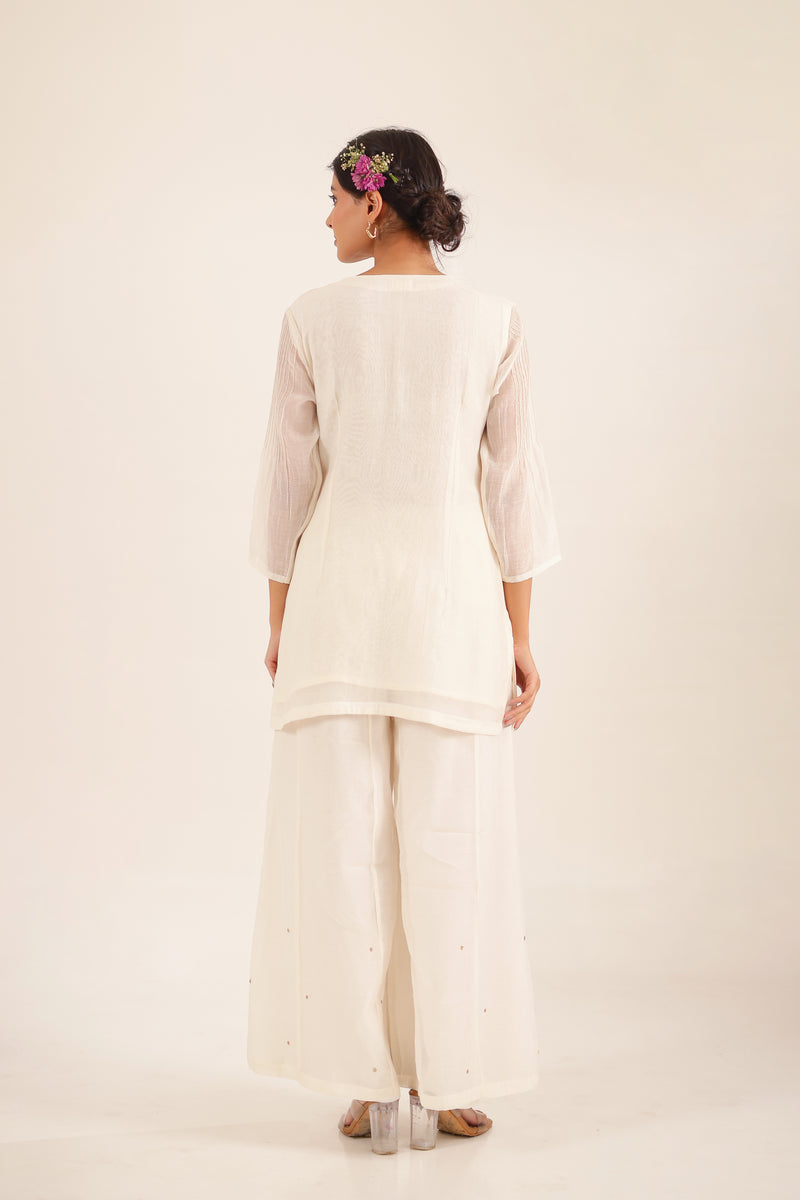 WHITE MATSYA TOP AND PALAZZO SET