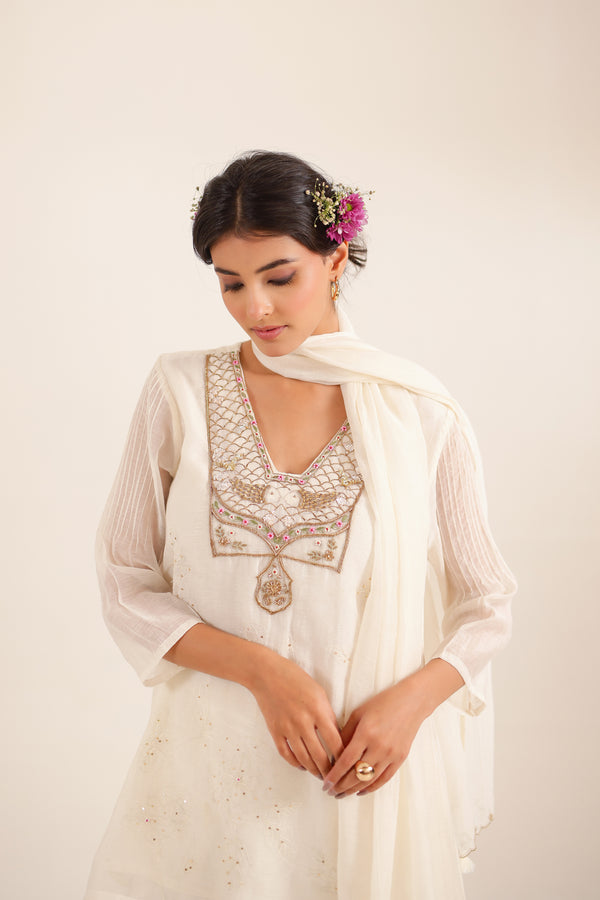 WHITE MATSYA TOP AND PALAZZO SET