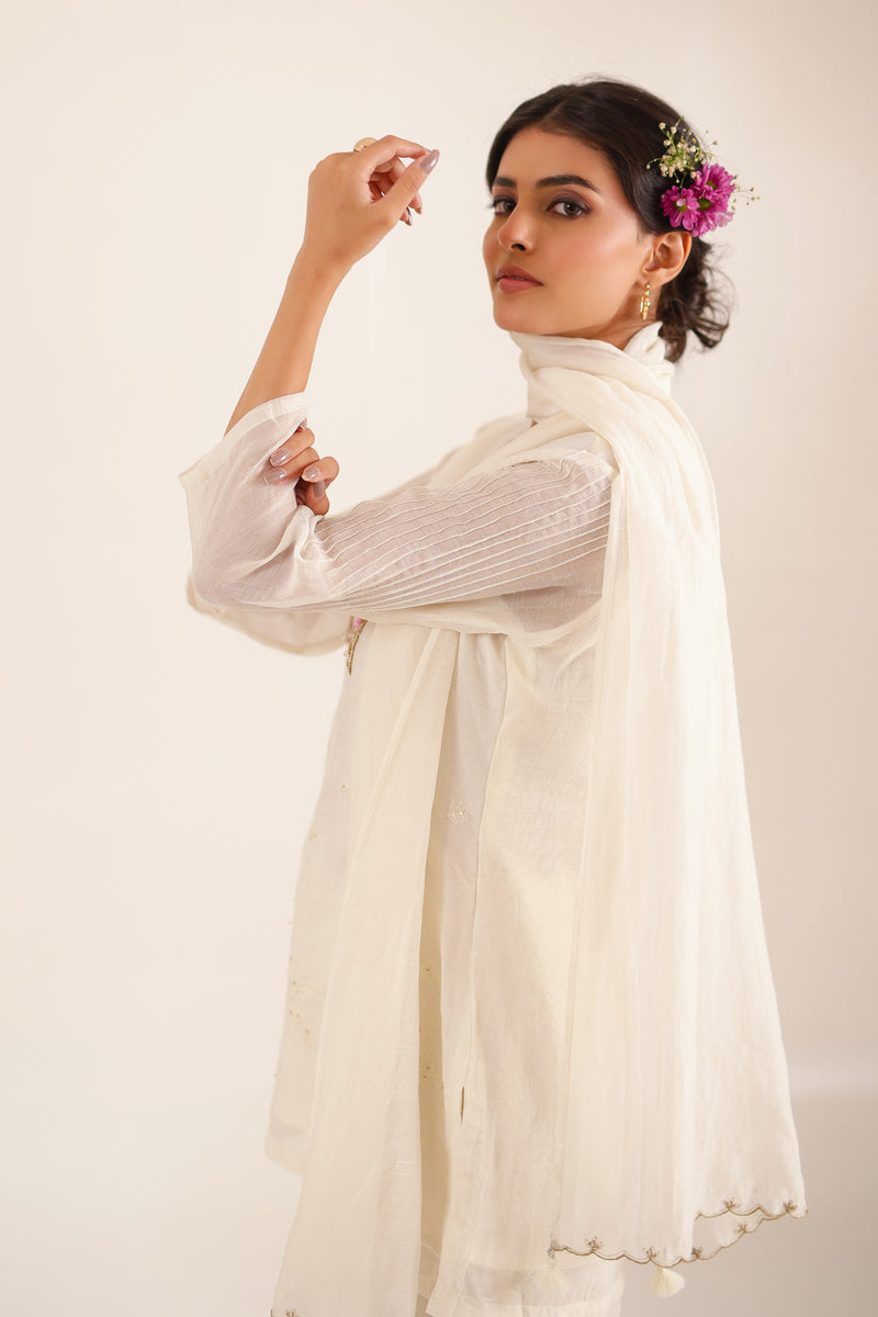 WHITE MATSYA TOP AND PALAZZO SET