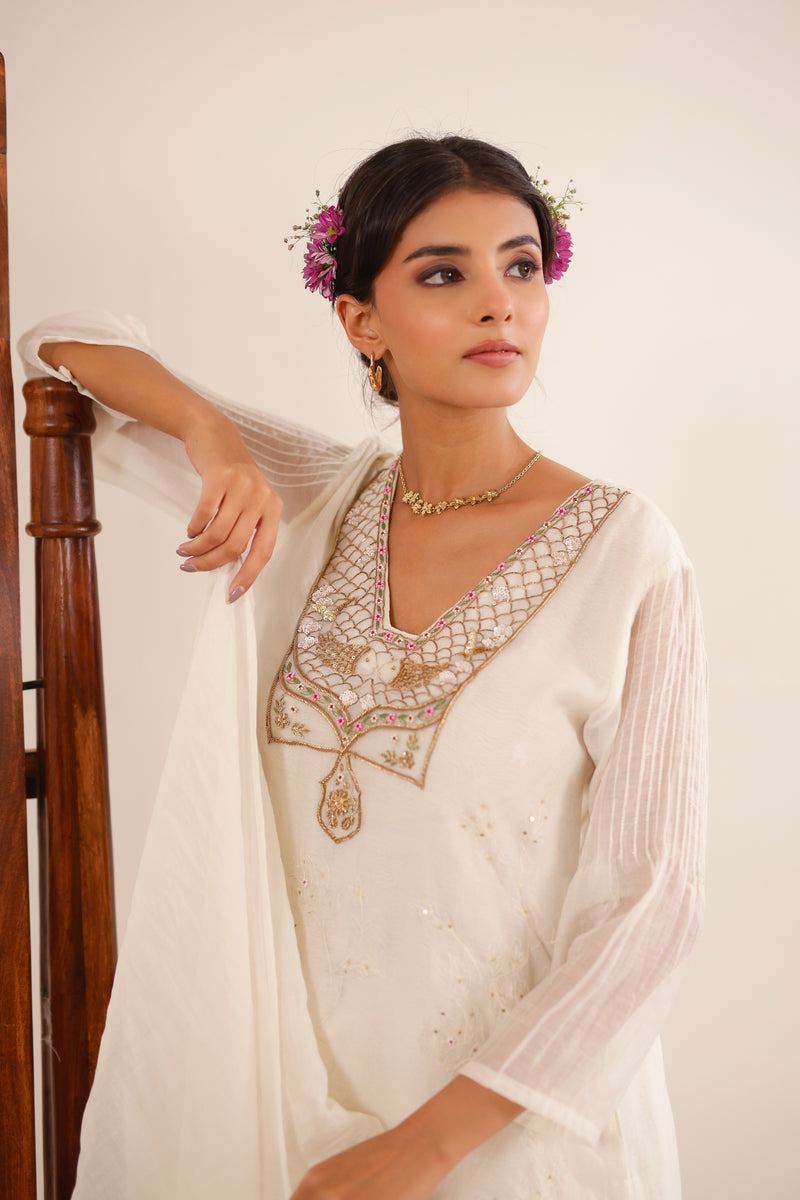 WHITE MATSYA TOP AND PALAZZO SET