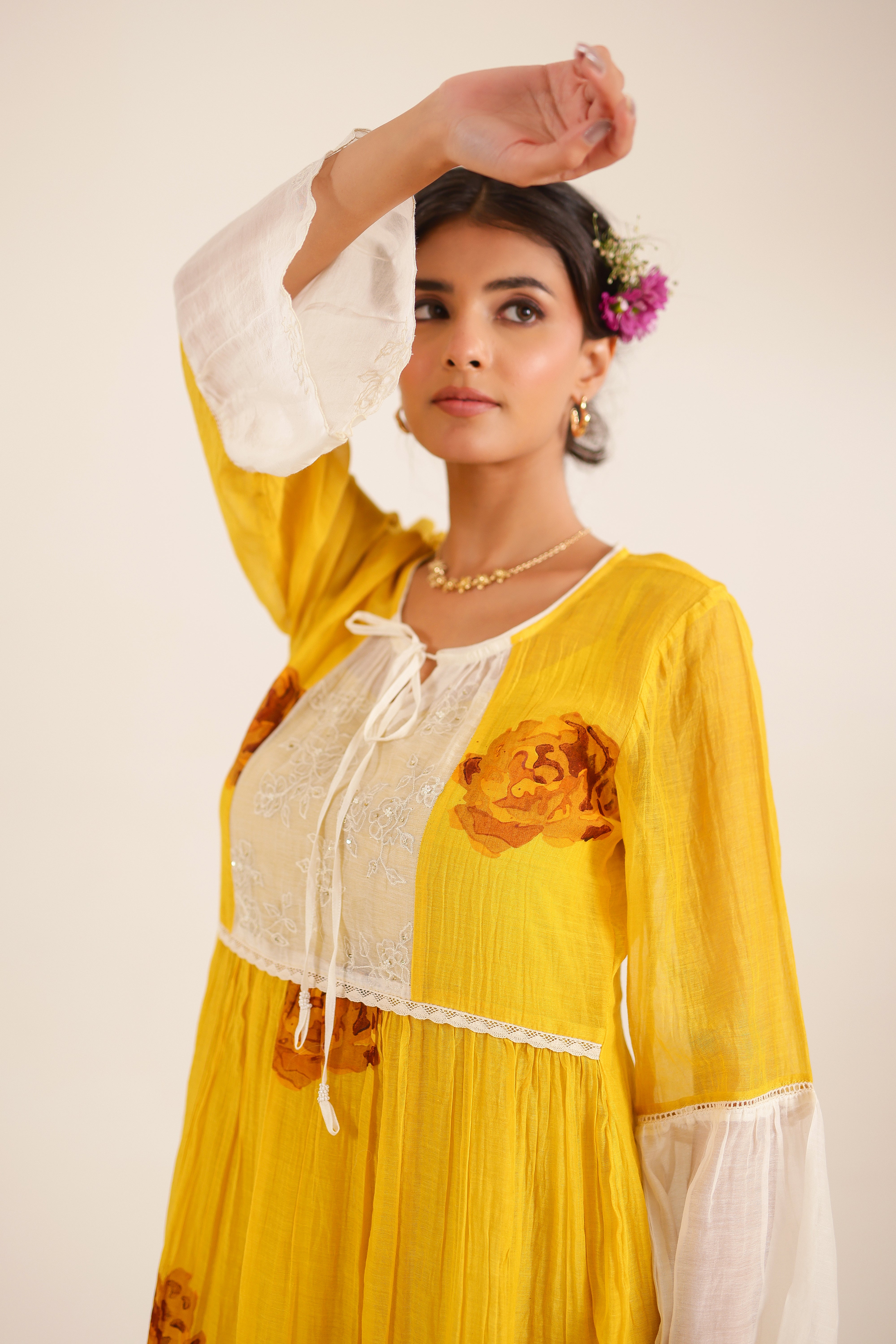 Mustard Old rose dress