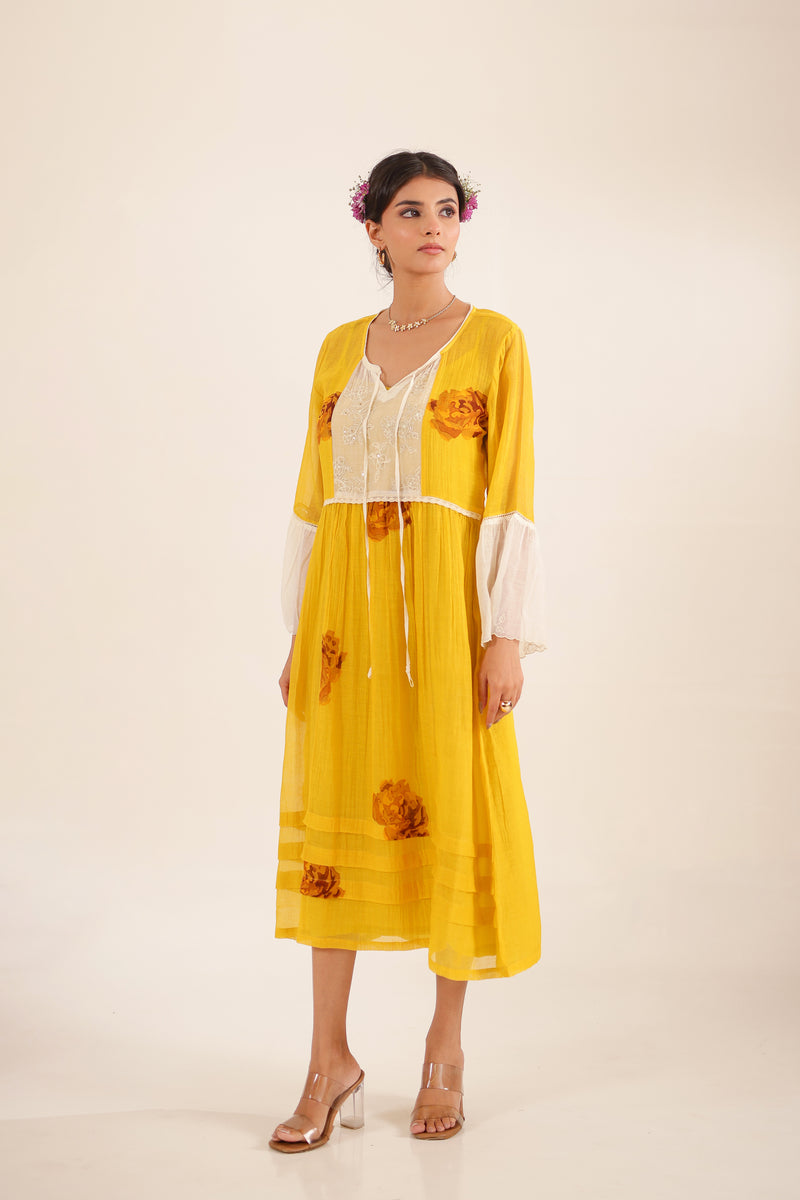Mustard Old rose dress