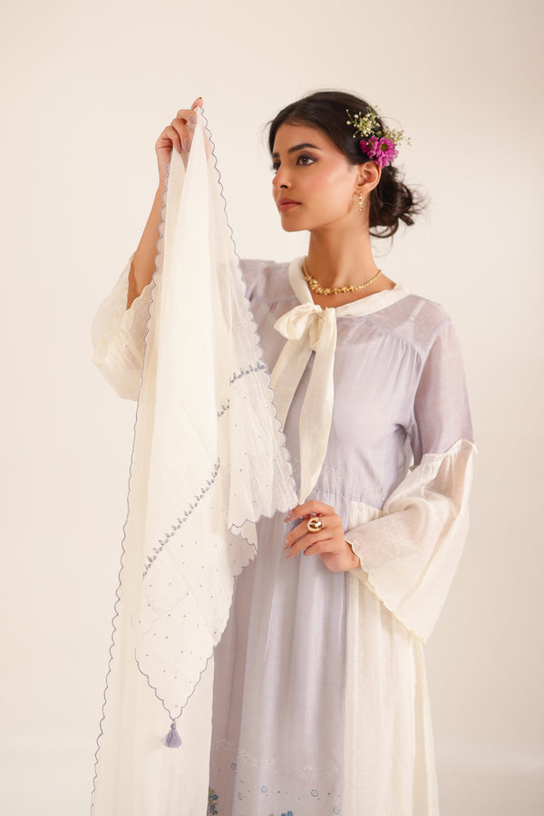 POWDER BLUE BLOCK PRINTED DRESS