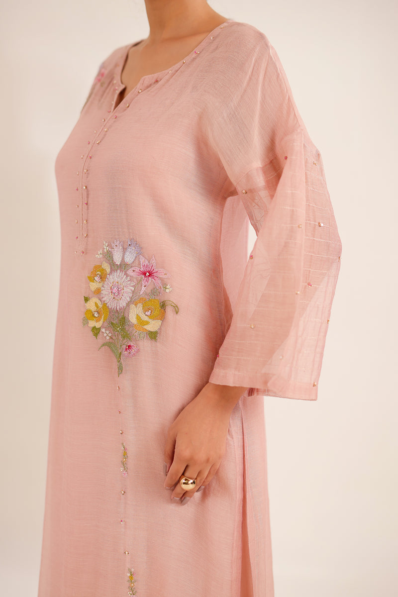 Twin bouquet peach suit set