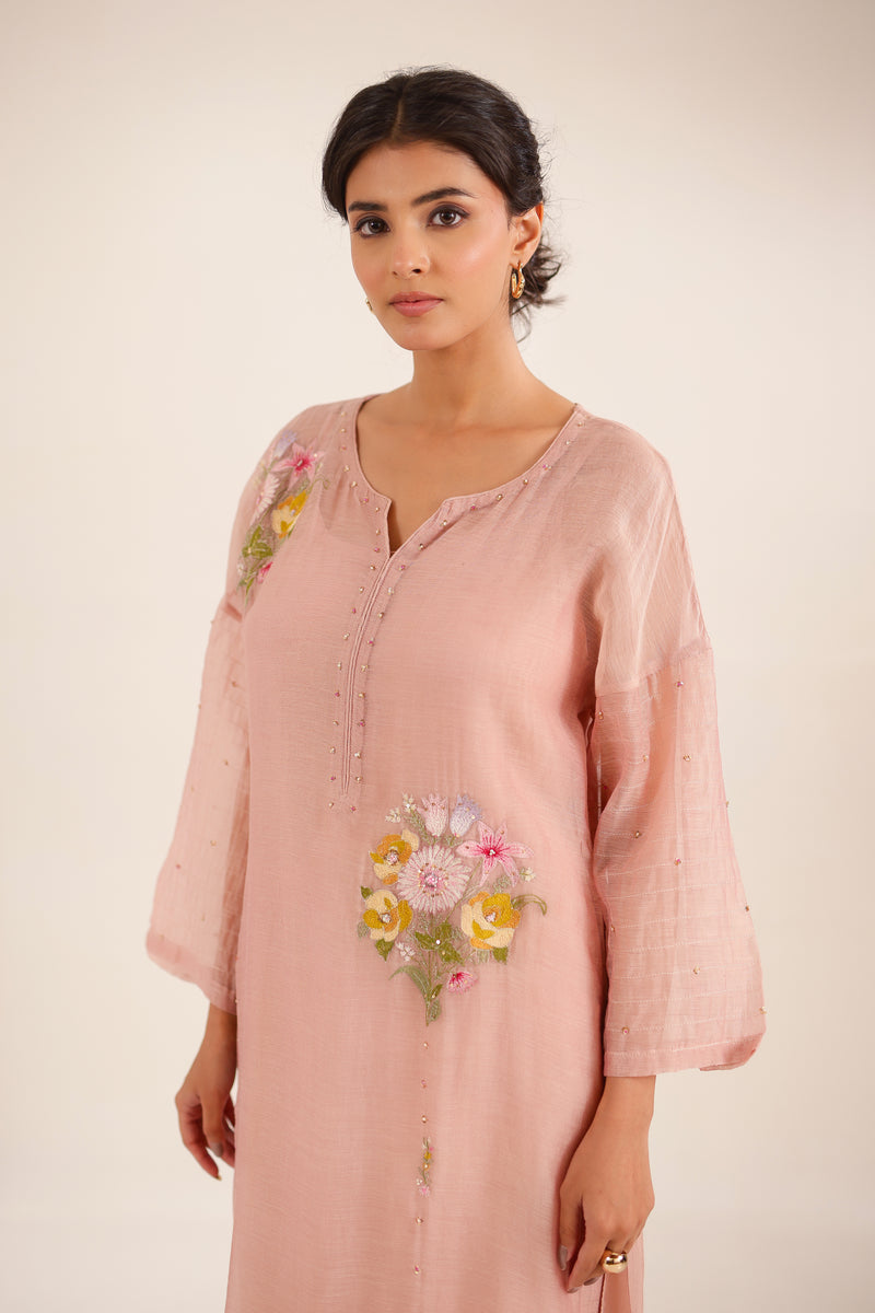 Twin bouquet peach suit set