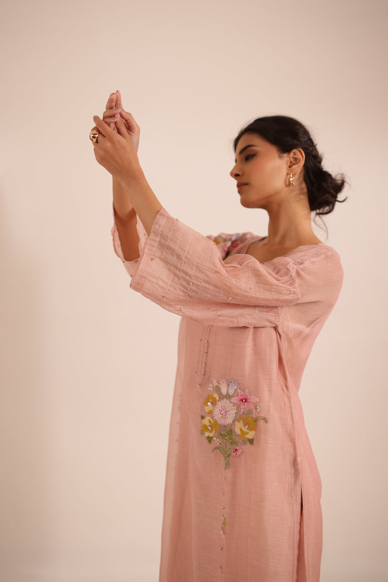 Twin bouquet peach suit set