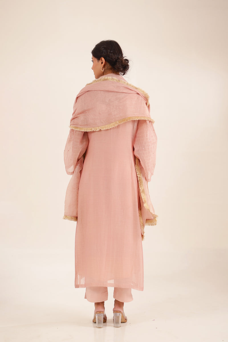 Twin bouquet peach suit set