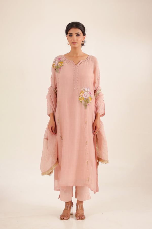 Twin bouquet peach suit set