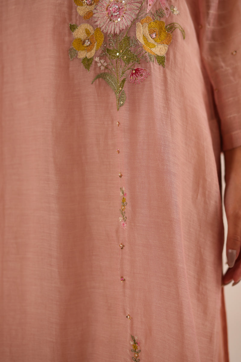 Twin bouquet peach suit set