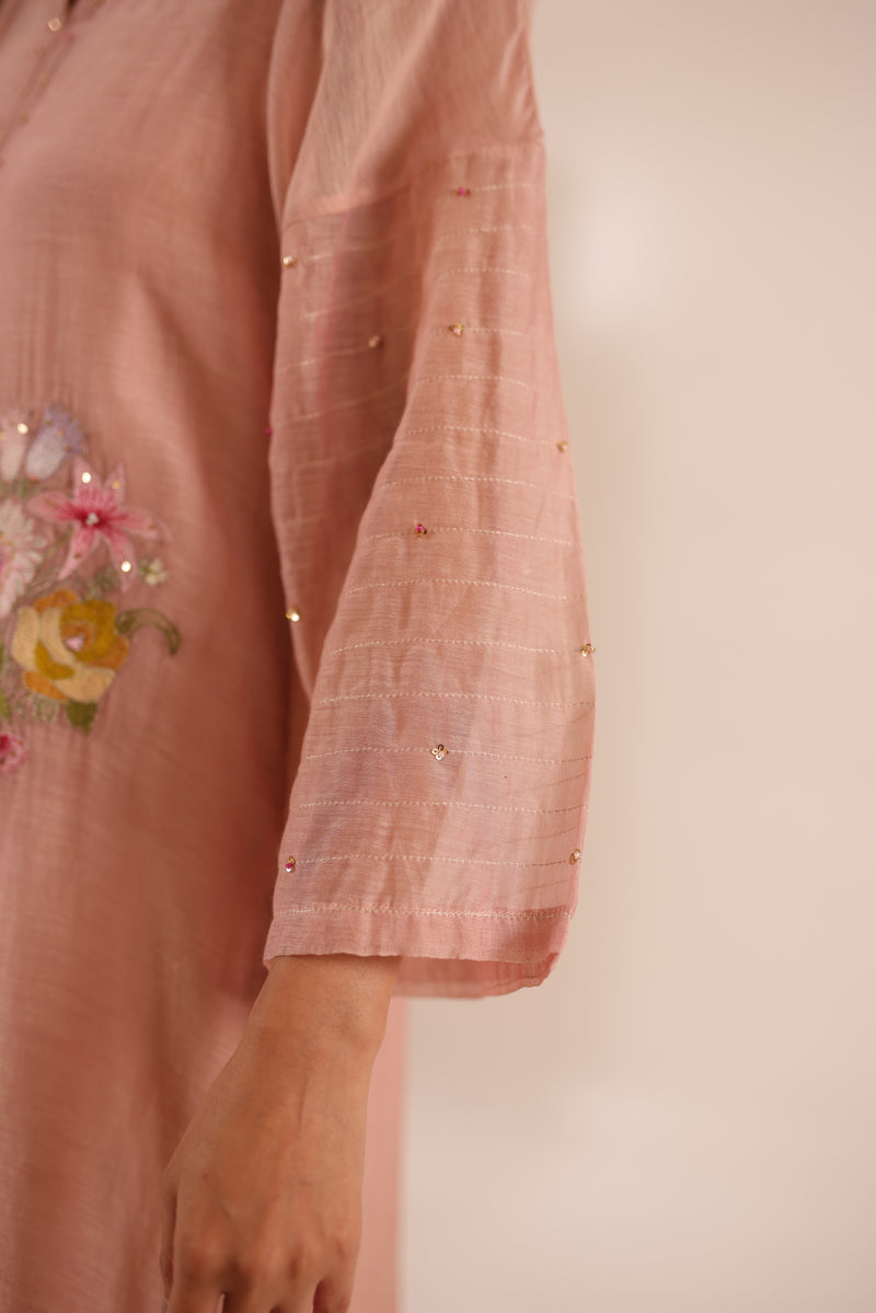 Twin bouquet peach suit set