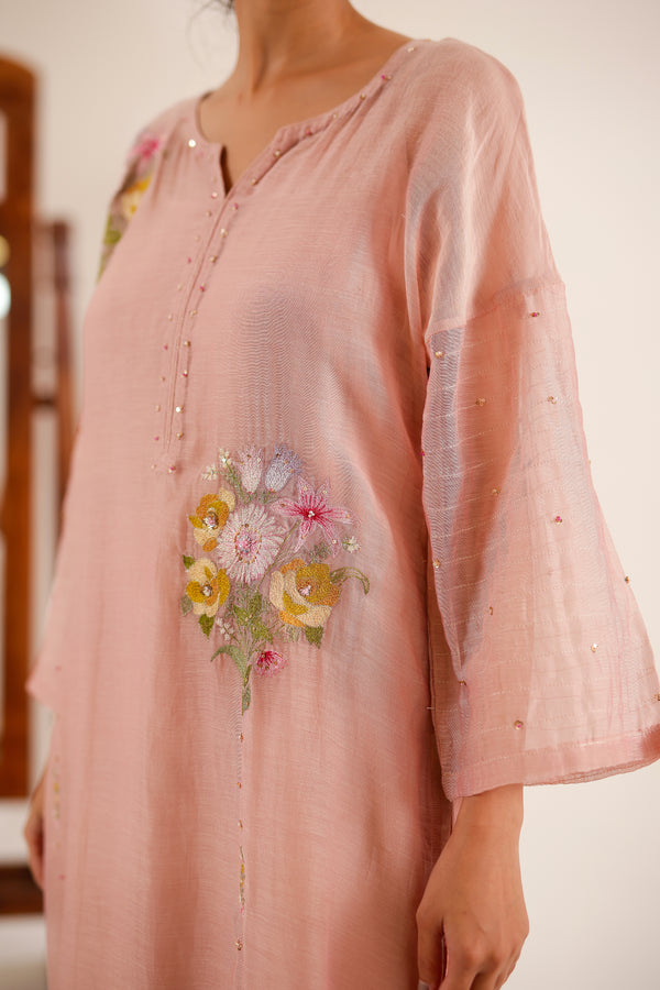 Twin bouquet peach suit set