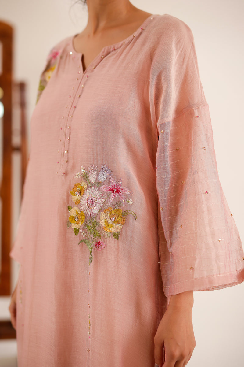 Twin bouquet peach suit set