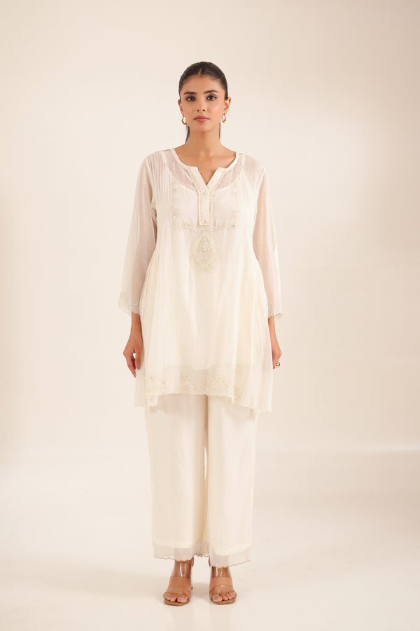 IVORY BEADED TOP AND PANT