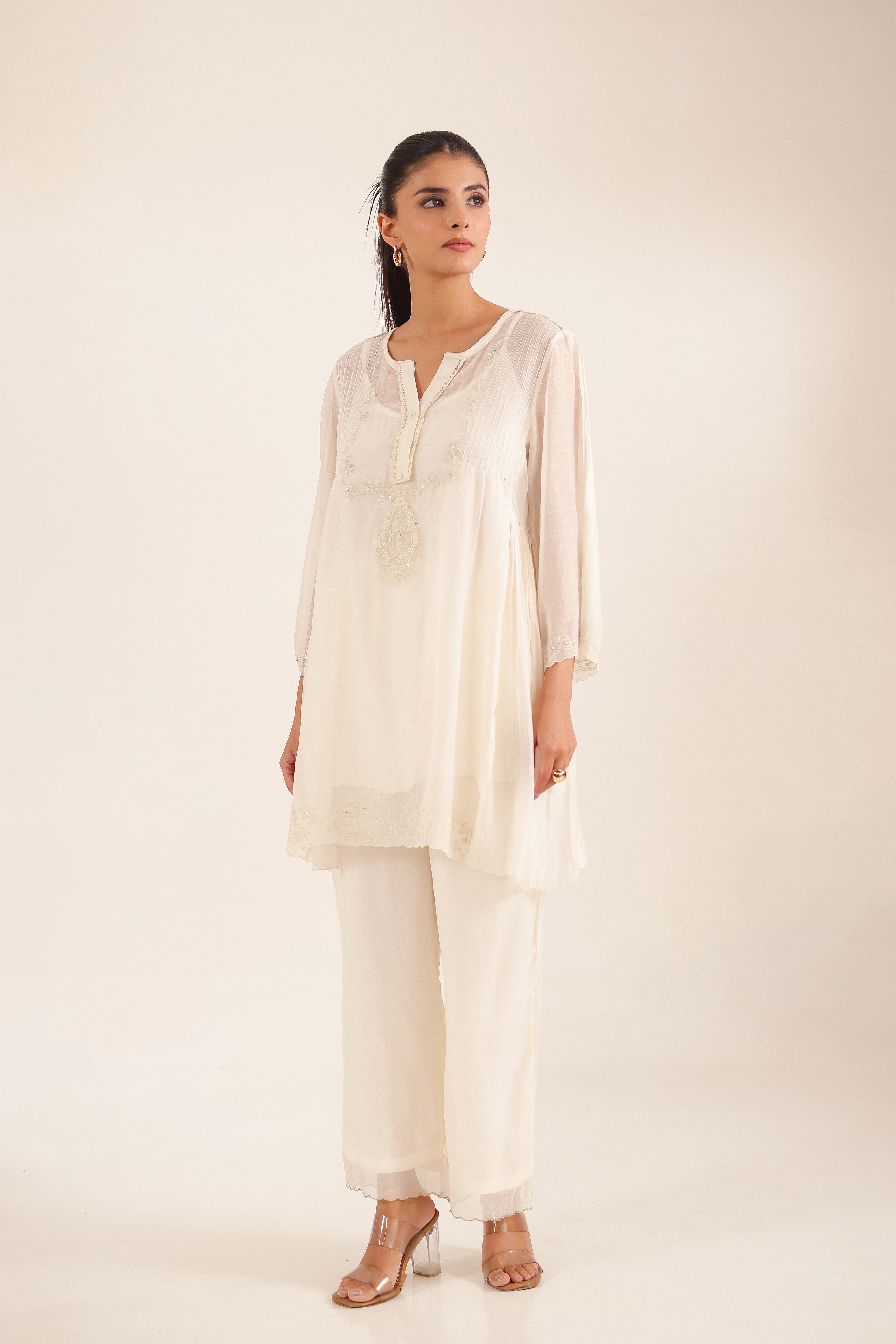 IVORY BEADED TOP AND PANT