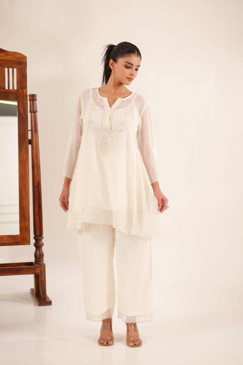 IVORY BEADED TOP AND PANT