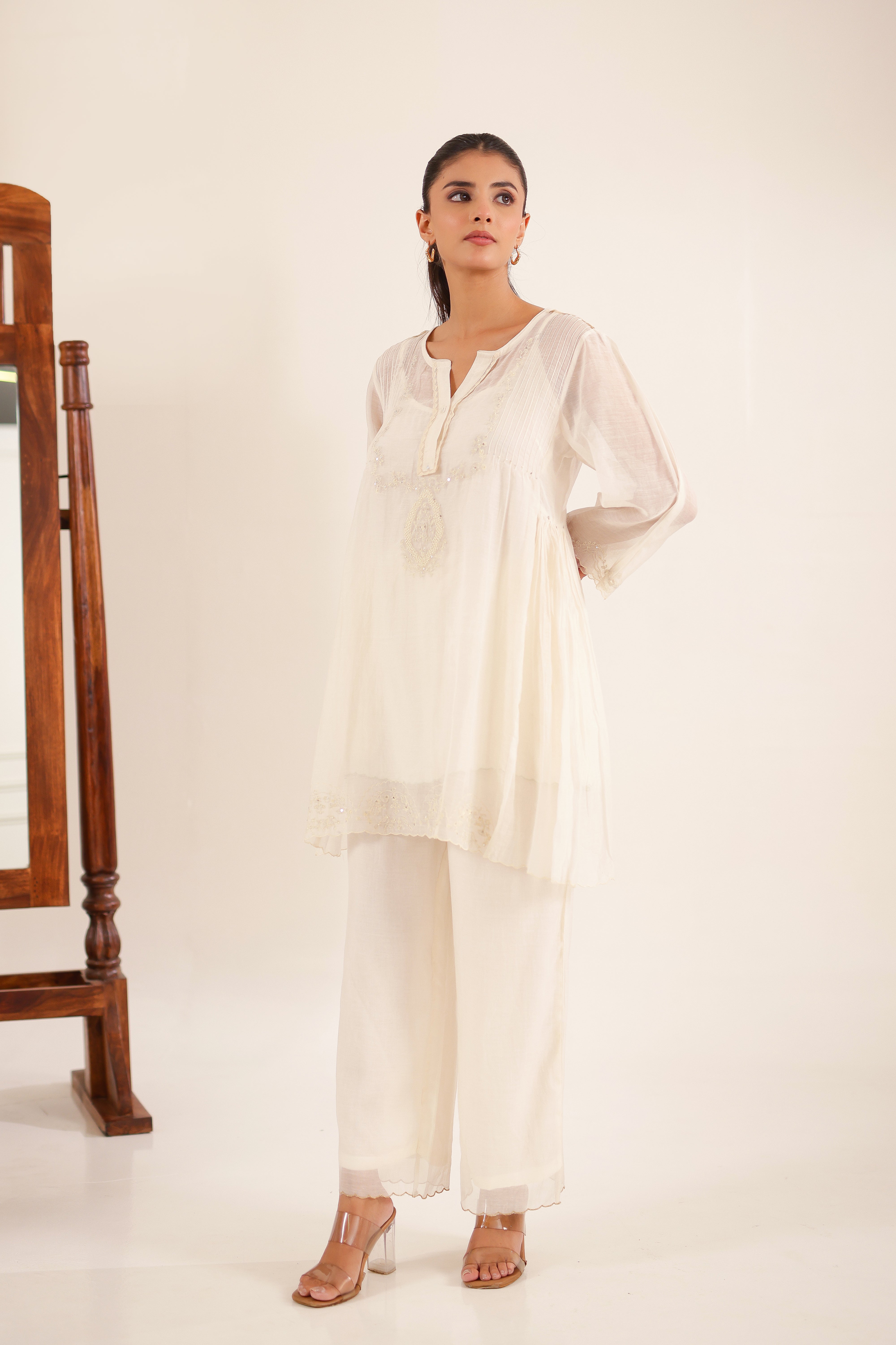 IVORY BEADED TOP AND PANT