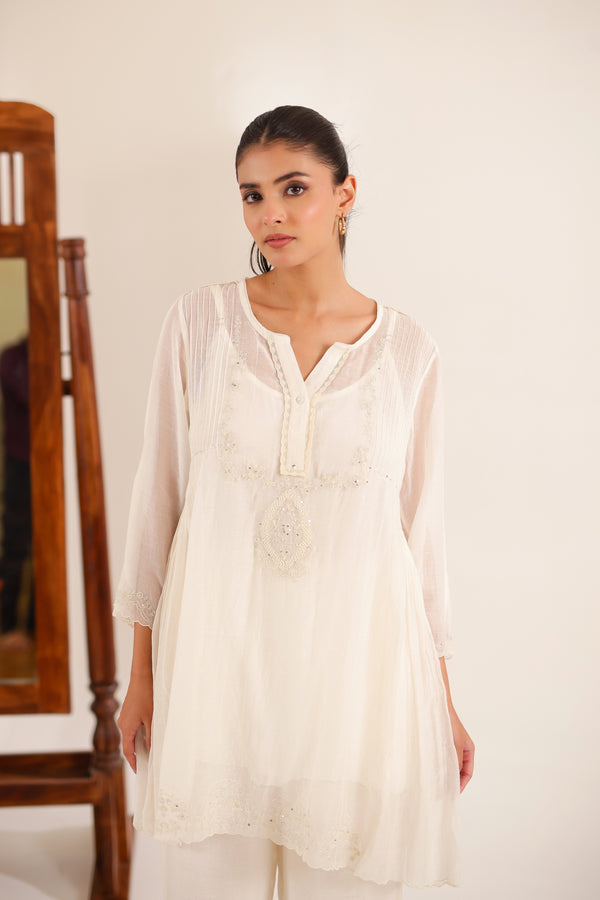 IVORY BEADED TOP AND PANT