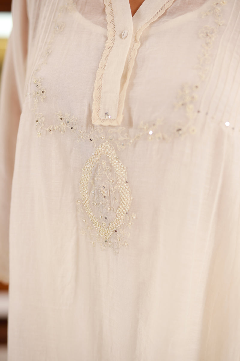 IVORY BEADED TOP AND PANT
